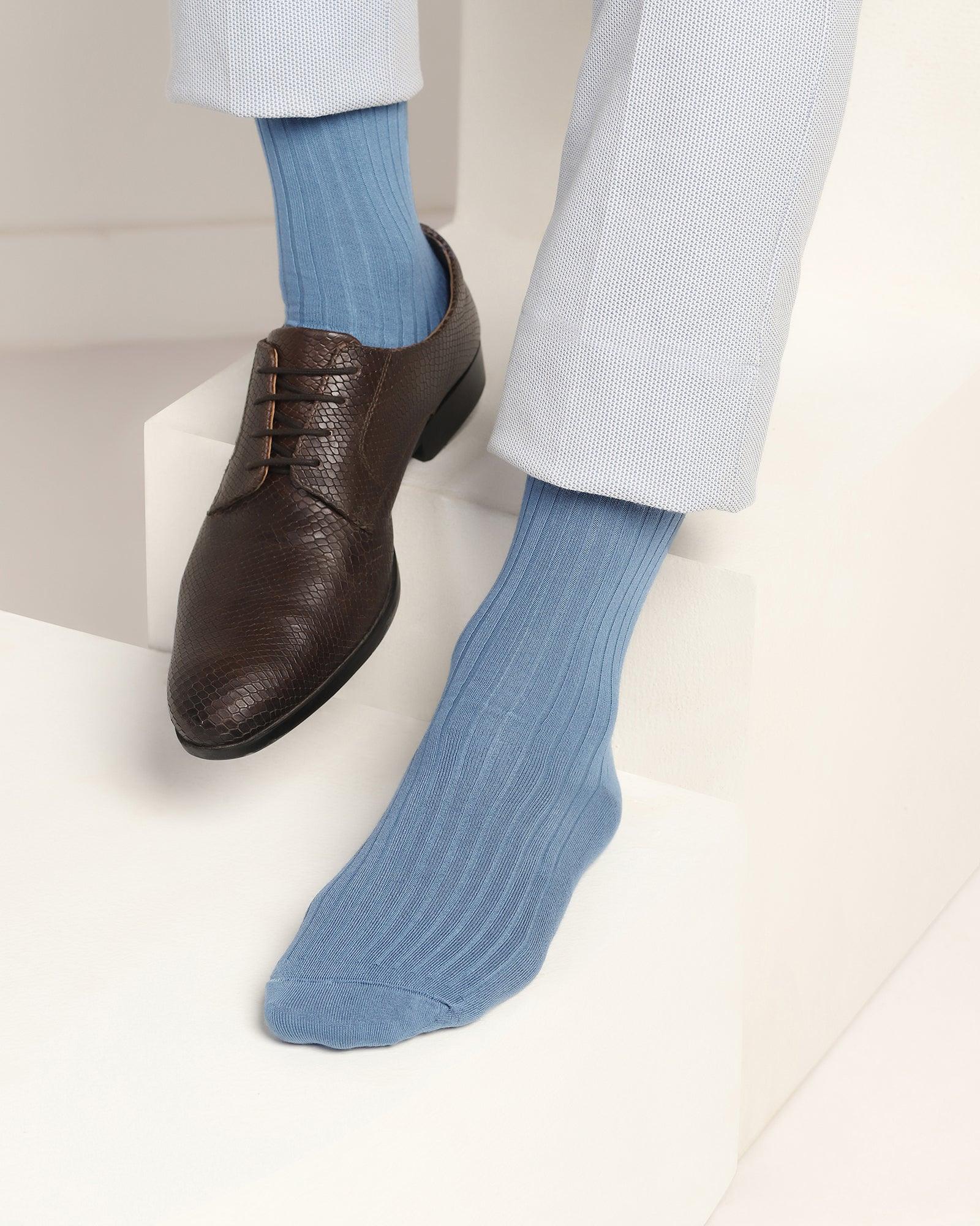 Cotton Blue Knitted Socks - Thai