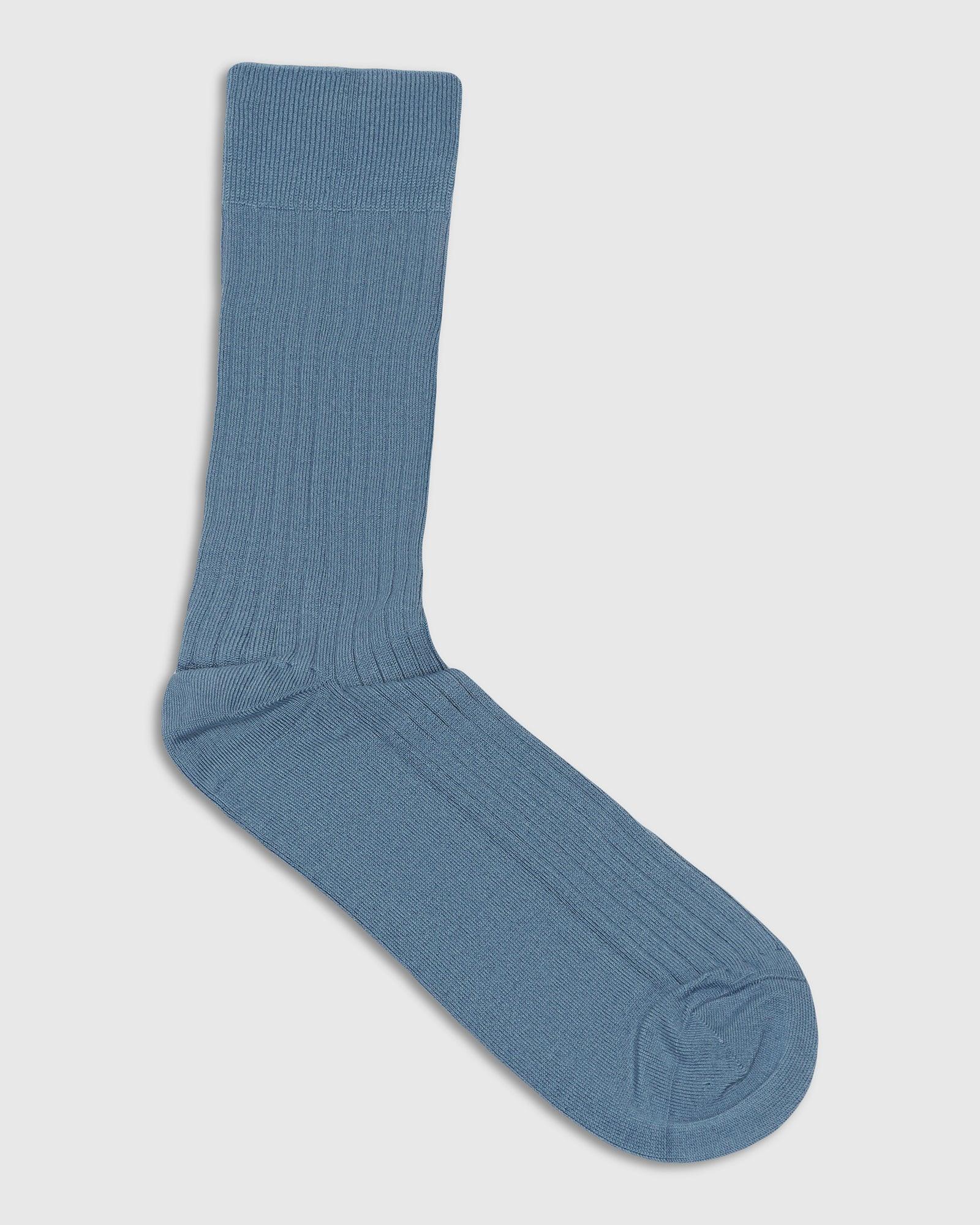 Cotton Blue Knitted Socks - Thai