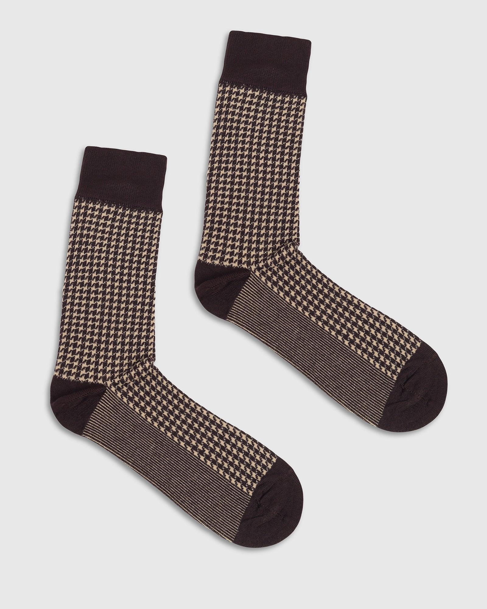 Cotton Brown Knitted Socks - Tesla