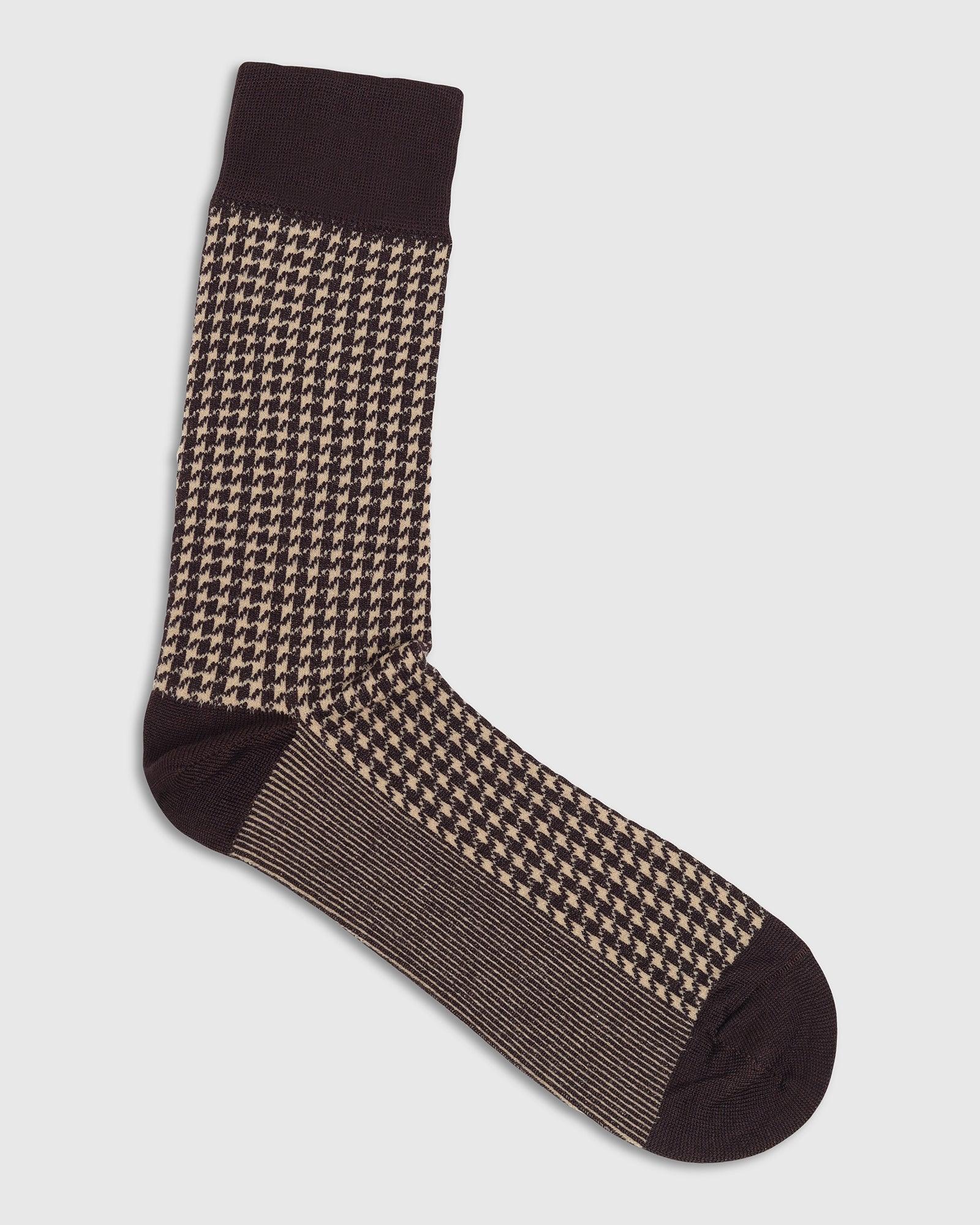 Cotton Brown Knitted Socks - Tesla