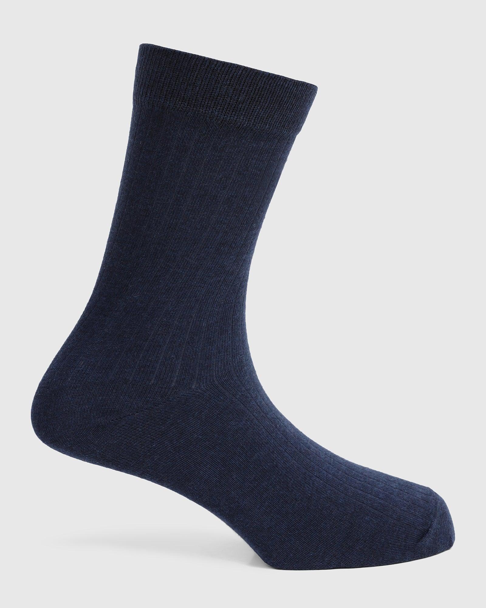 Cotton Dark Navy Knitted Socks - Turkey
