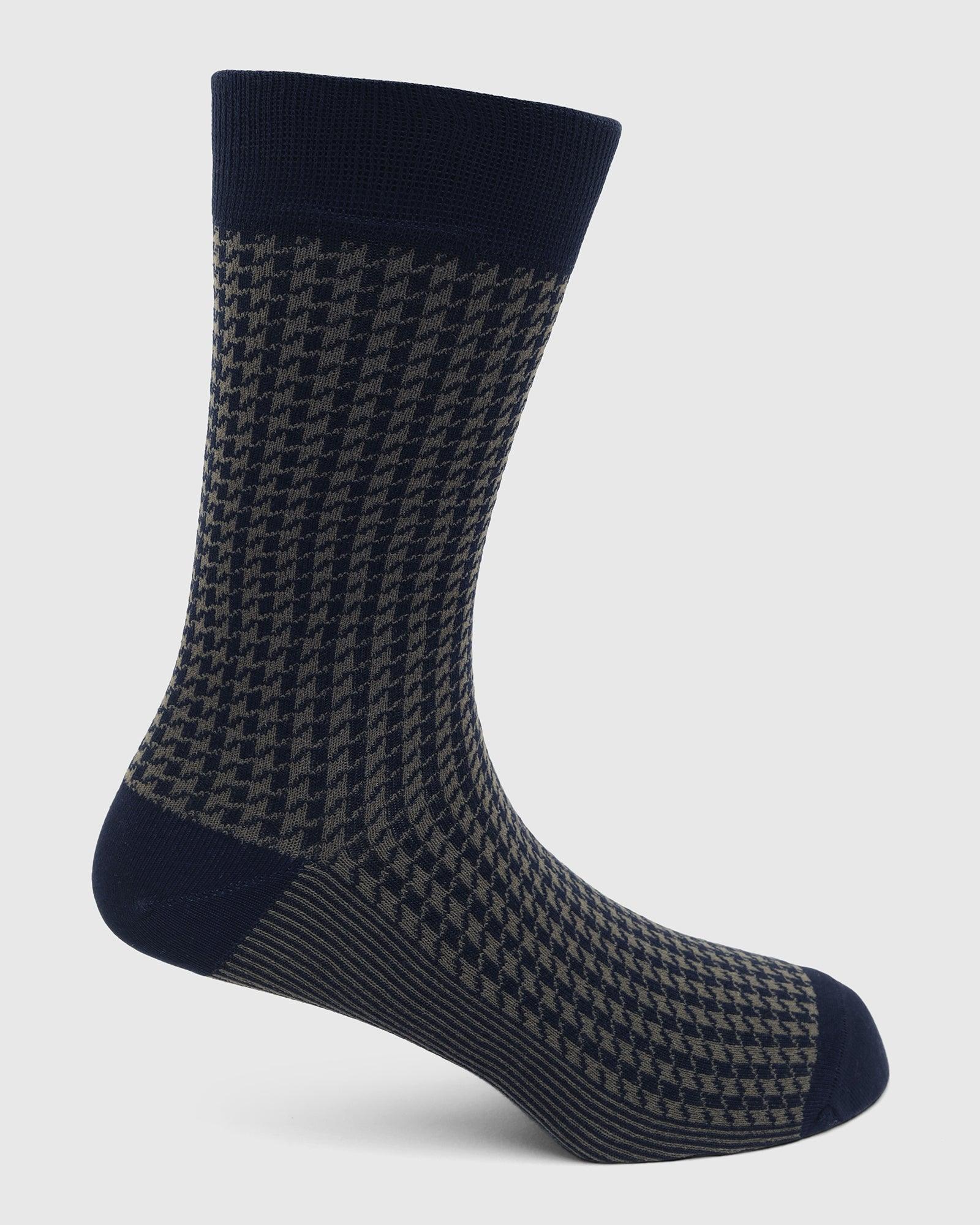 Cotton Deep Navy Knitted Socks - Tesla