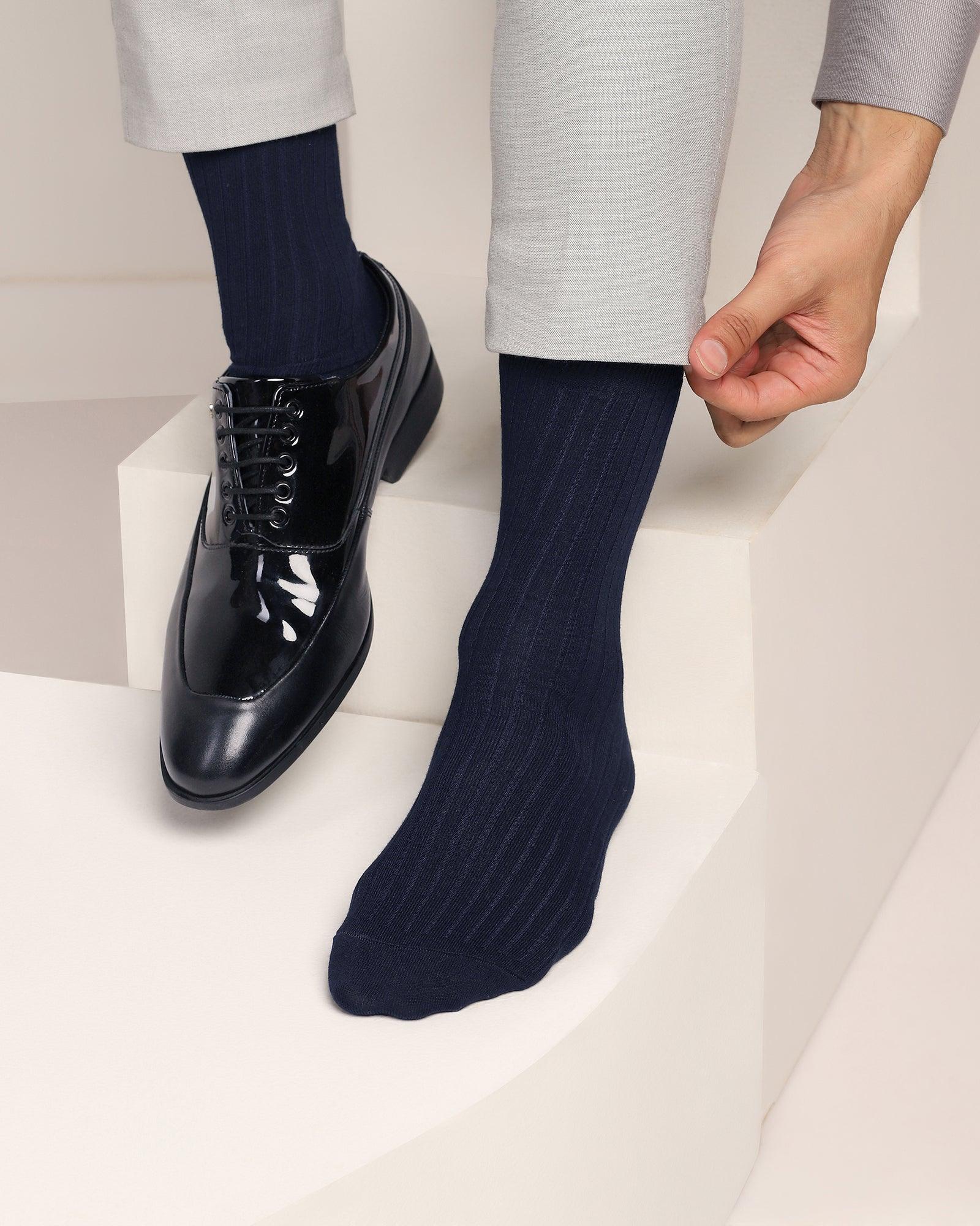 Cotton Deep Navy Knitted Socks - Thai