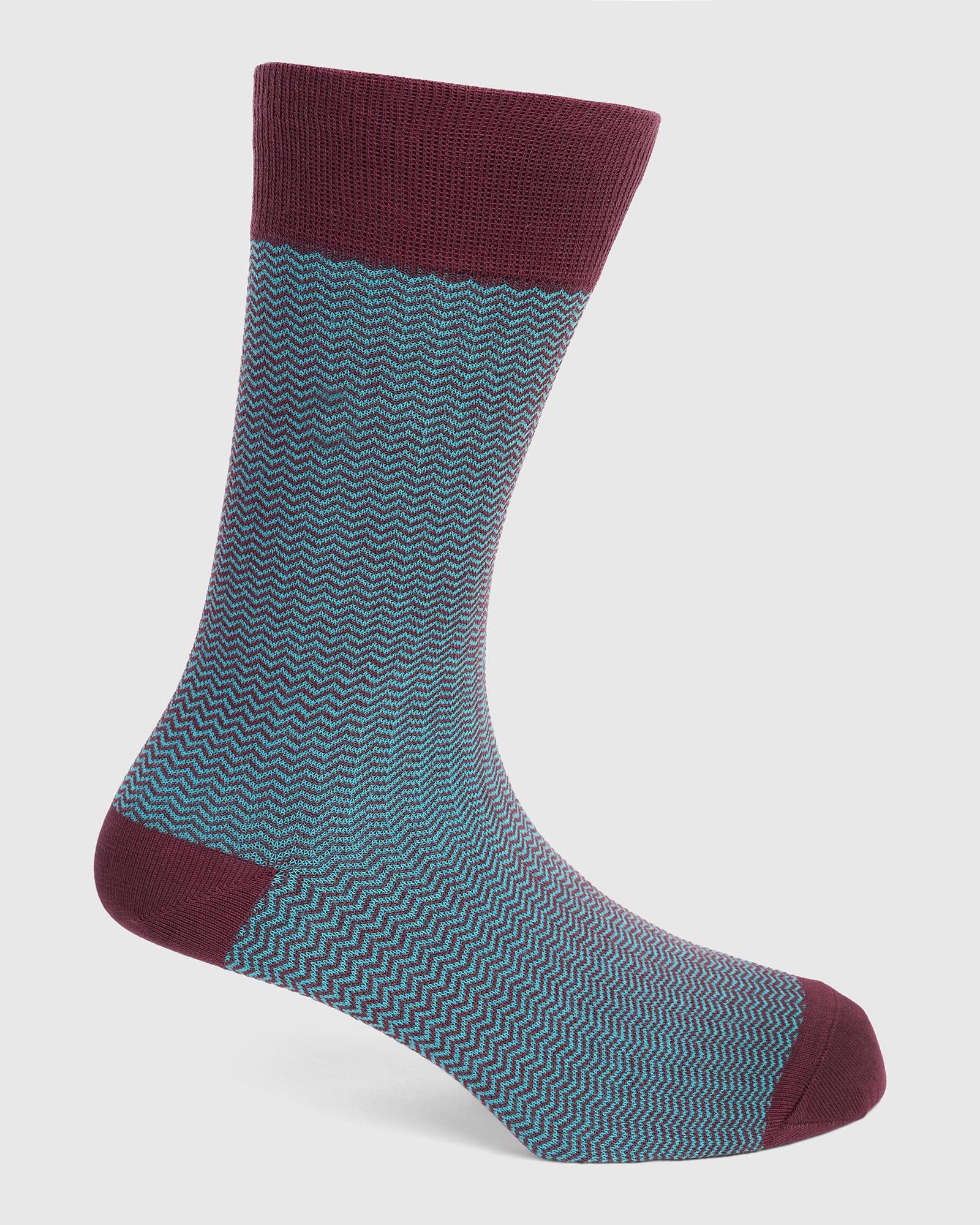 Cotton Dark Wine Knitted Socks - Tusken
