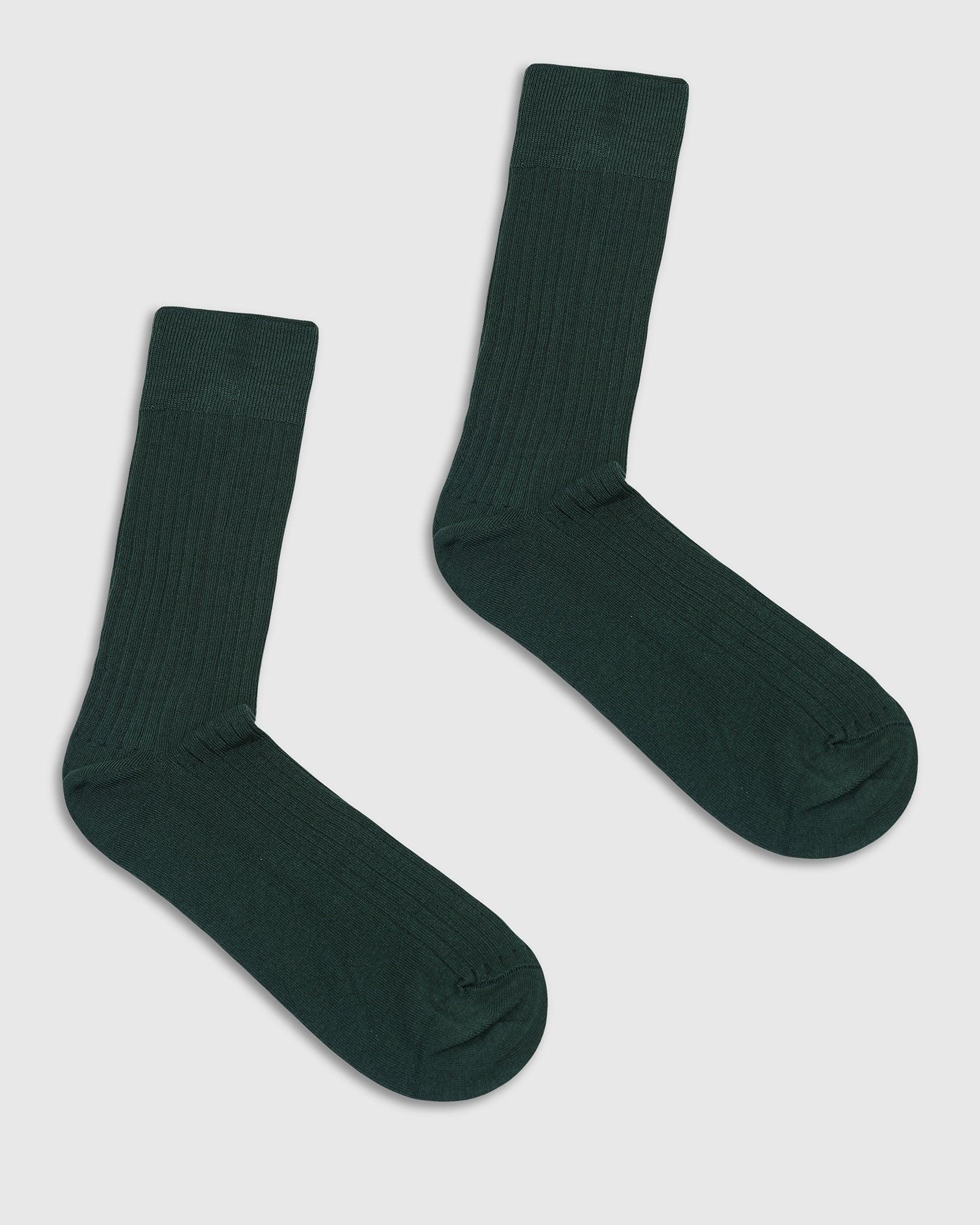 Cotton Fern Green Knitted Socks - Thai