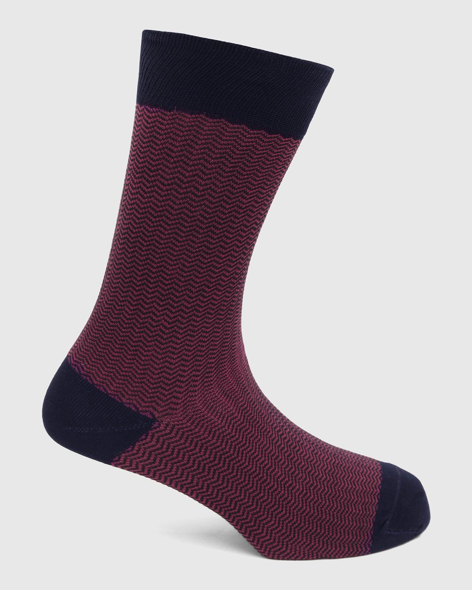 Cotton Maroon Knitted Socks - Tusken