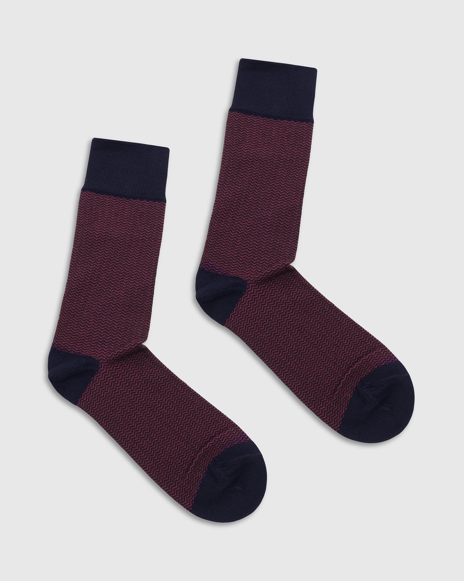 Cotton Maroon Knitted Socks - Tusken