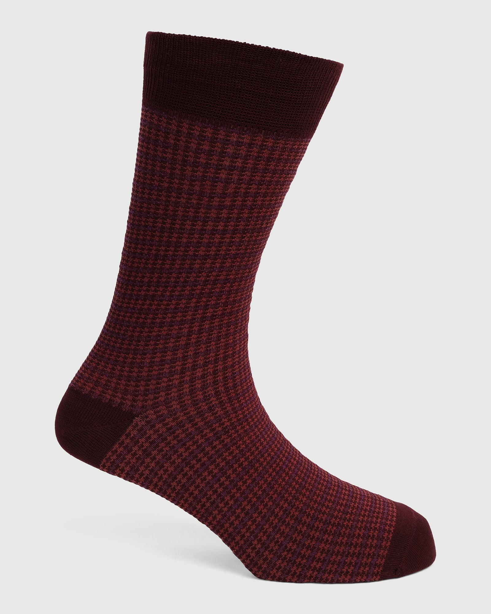Cotton Maroon Knitted Socks - Tauro