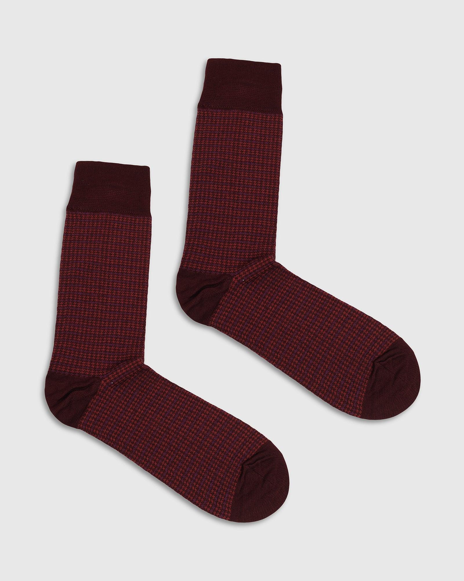 Cotton Maroon Knitted Socks - Tauro