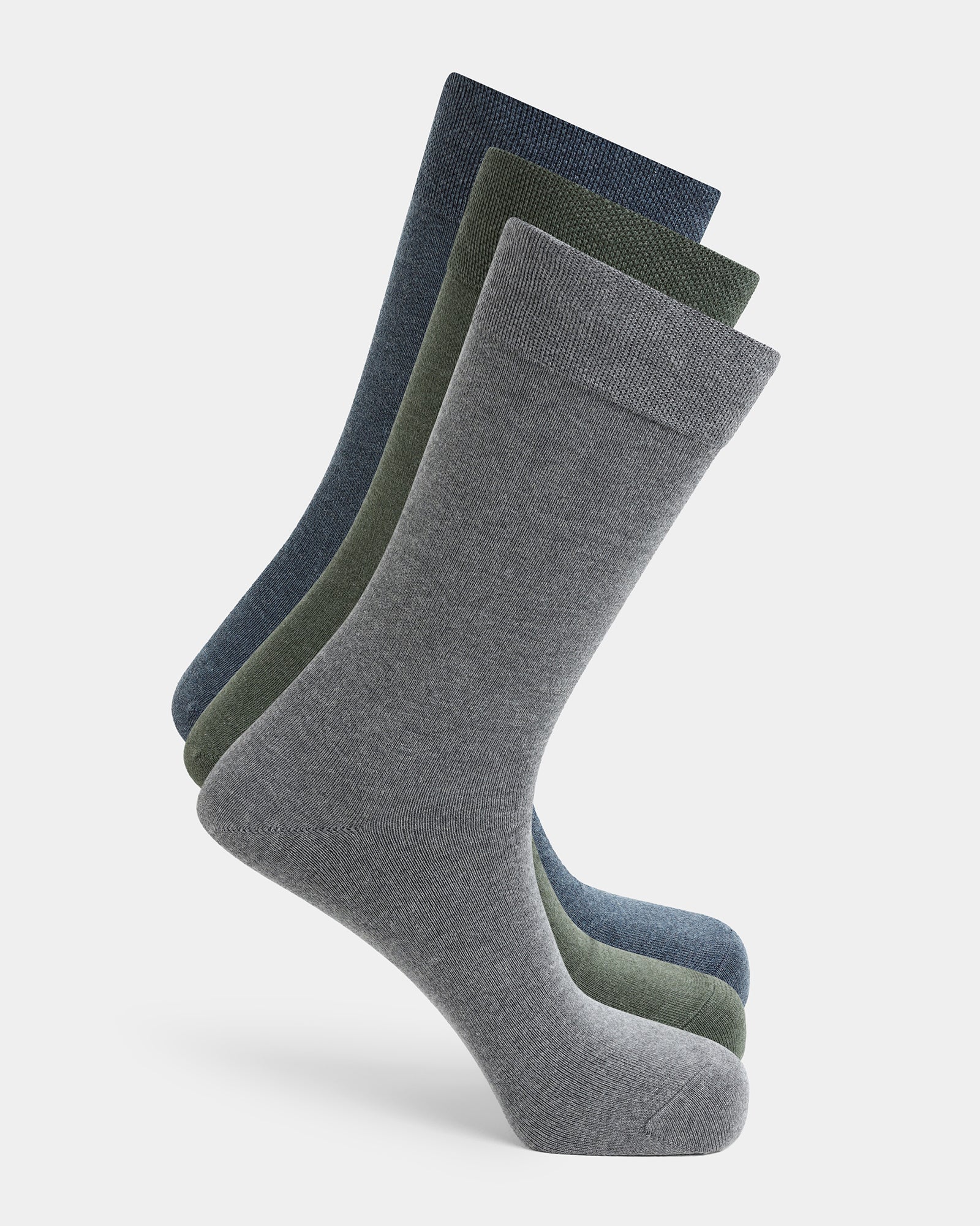 Mercerised Cotton Crew Length Socks Pack of 3 - Aki