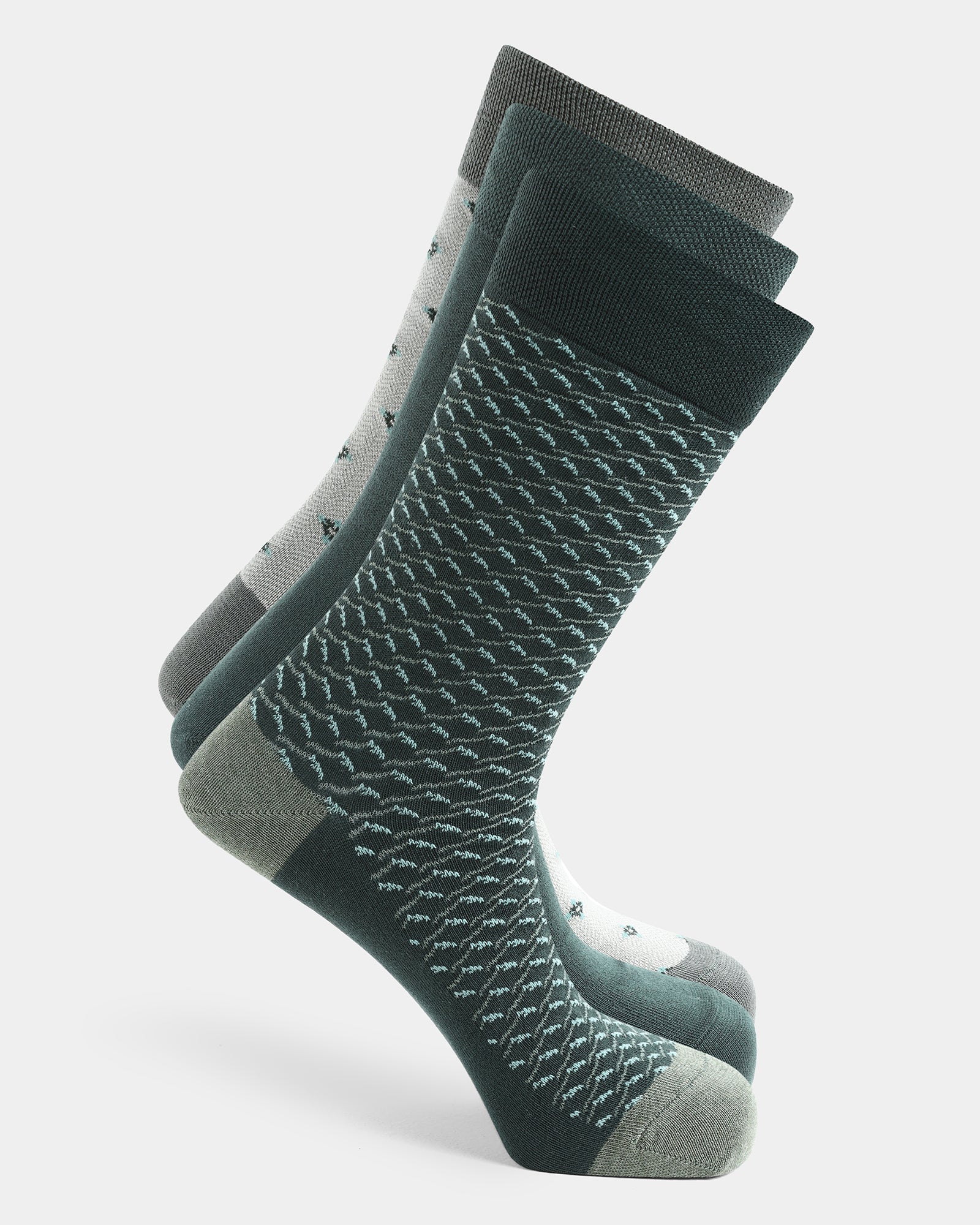 Mercerised Cotton Crew Length Socks Pack of 3 - Alor