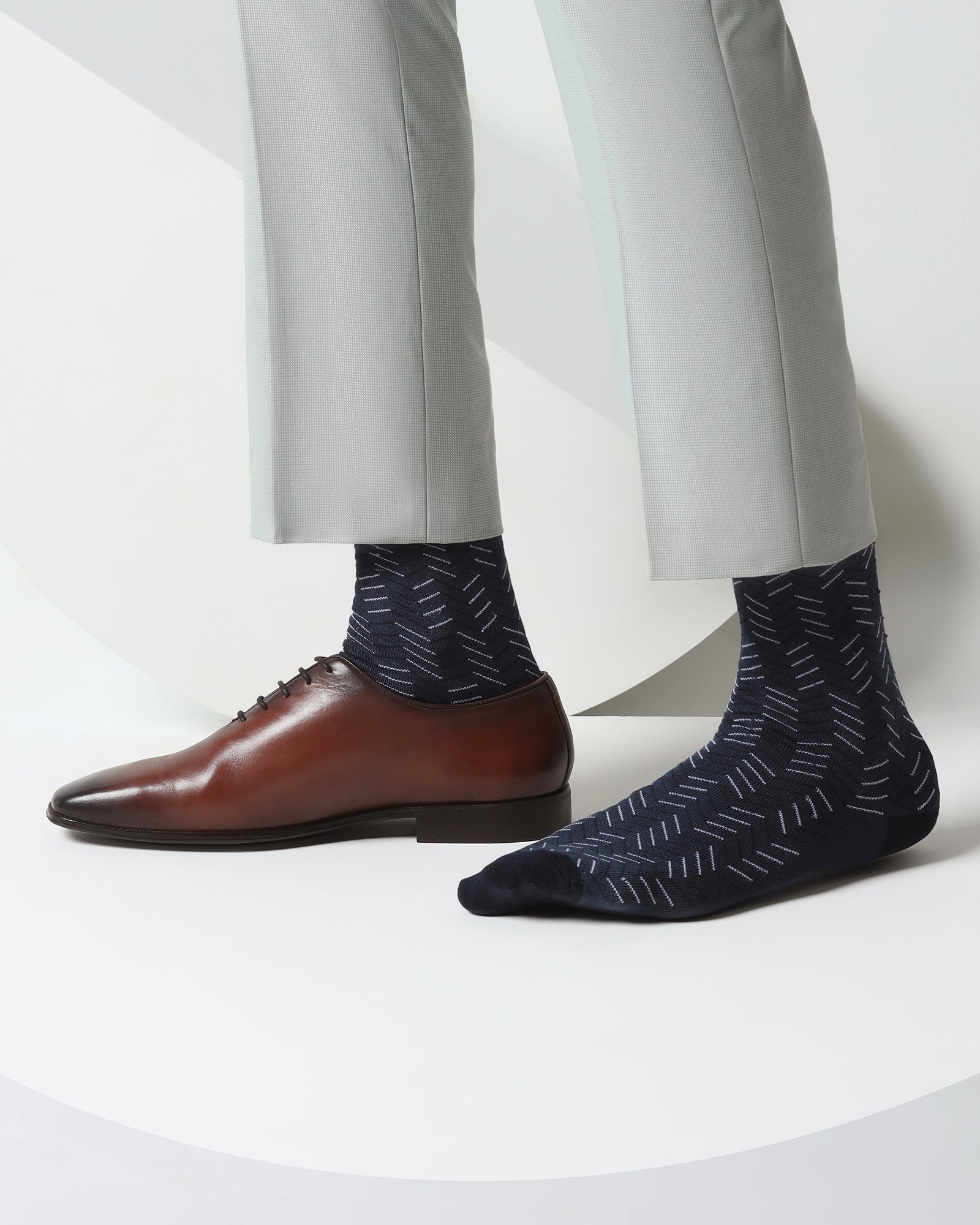 Cotton Navy Knitted Socks - Varya