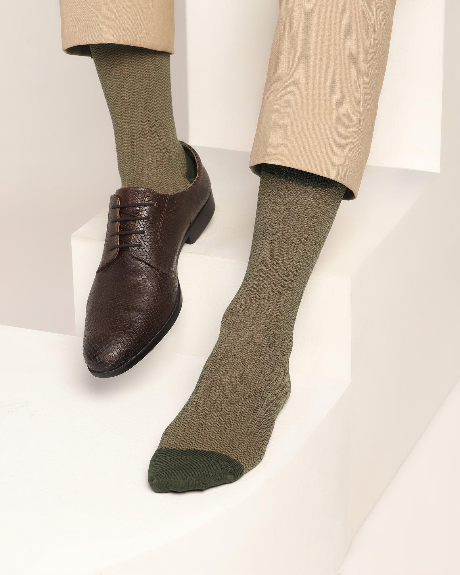 Cotton Olive Knitted Socks - Tusken