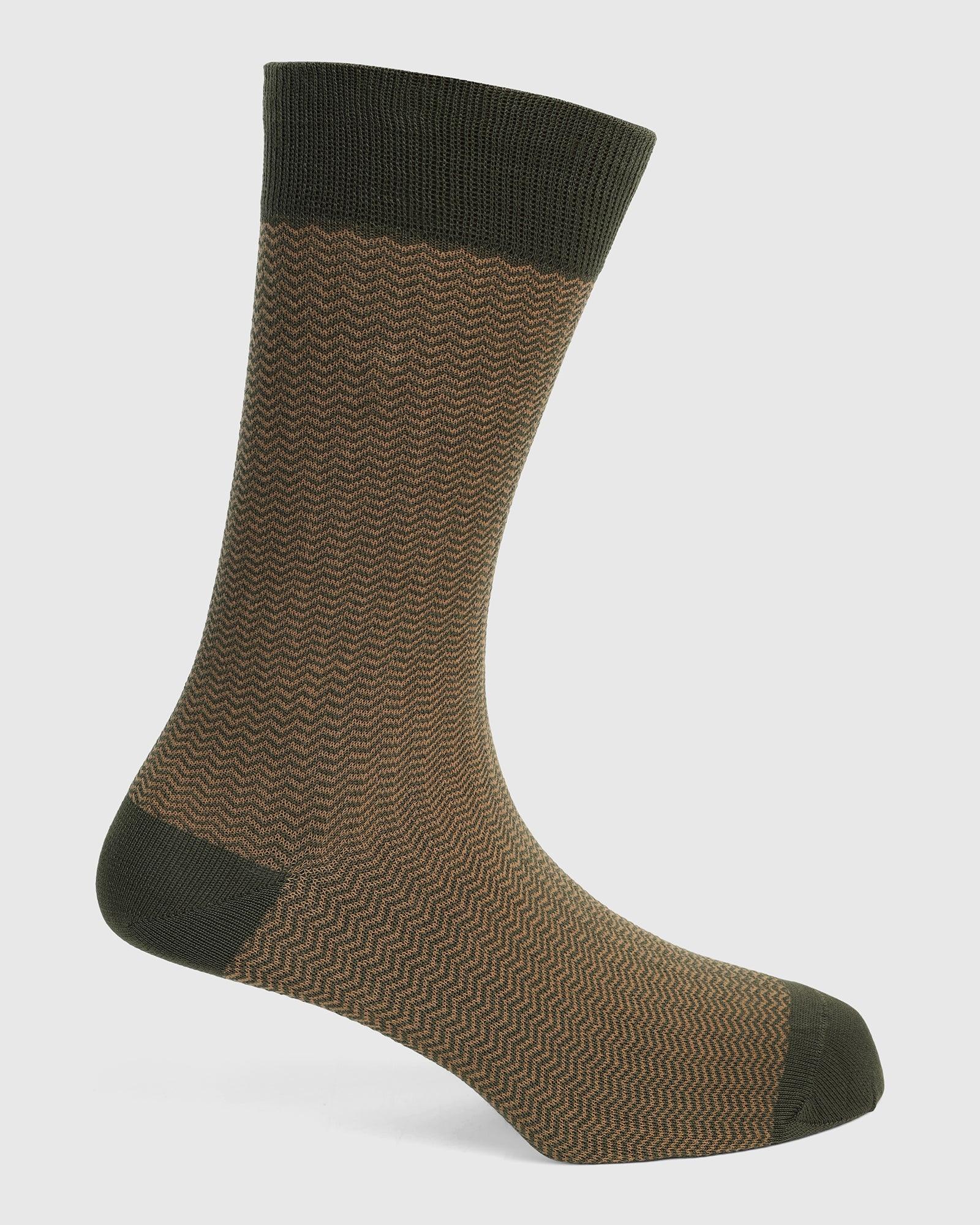 Cotton Olive Knitted Socks - Tusken