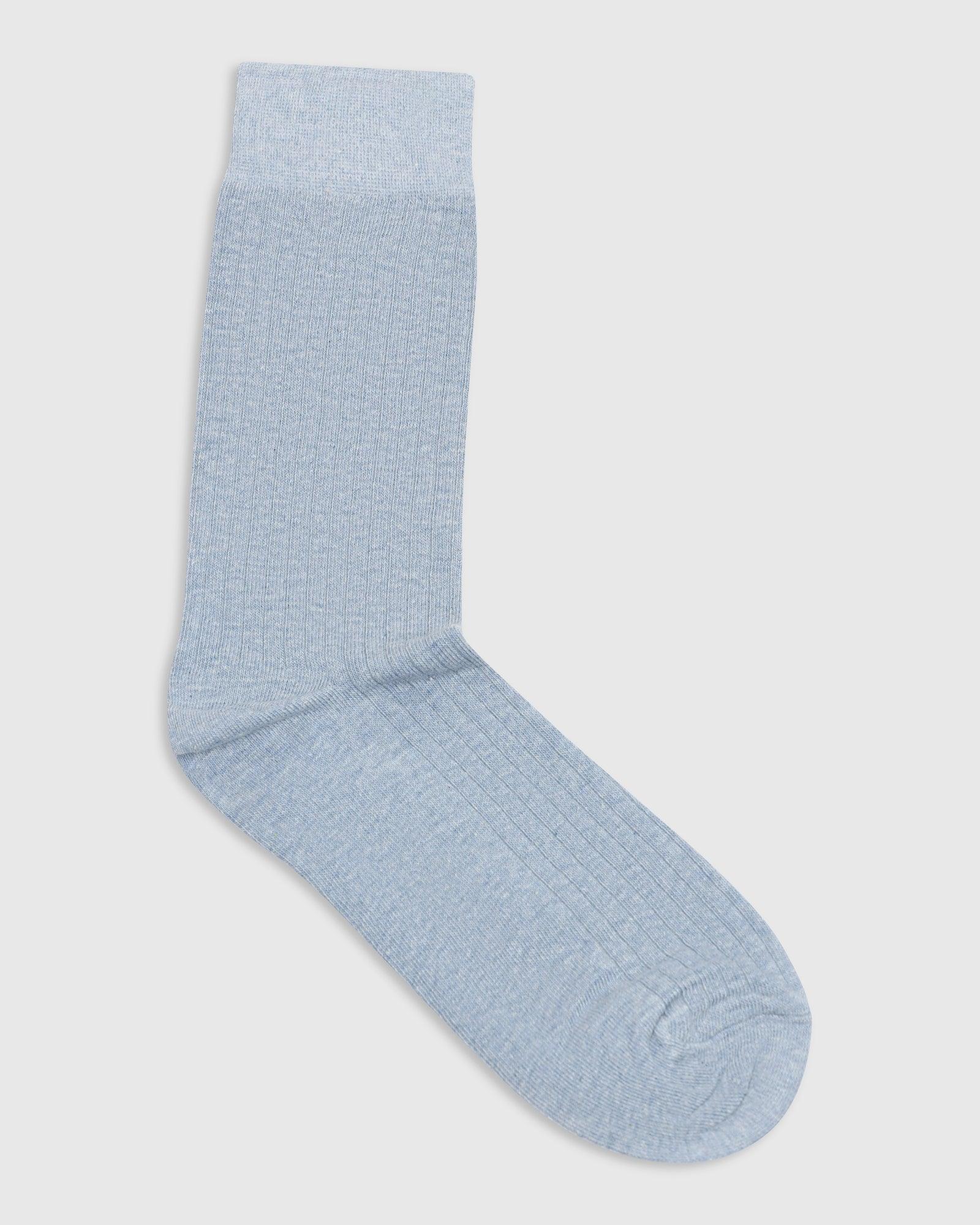 Cotton Shadow Blue Knitted Socks - Turkey
