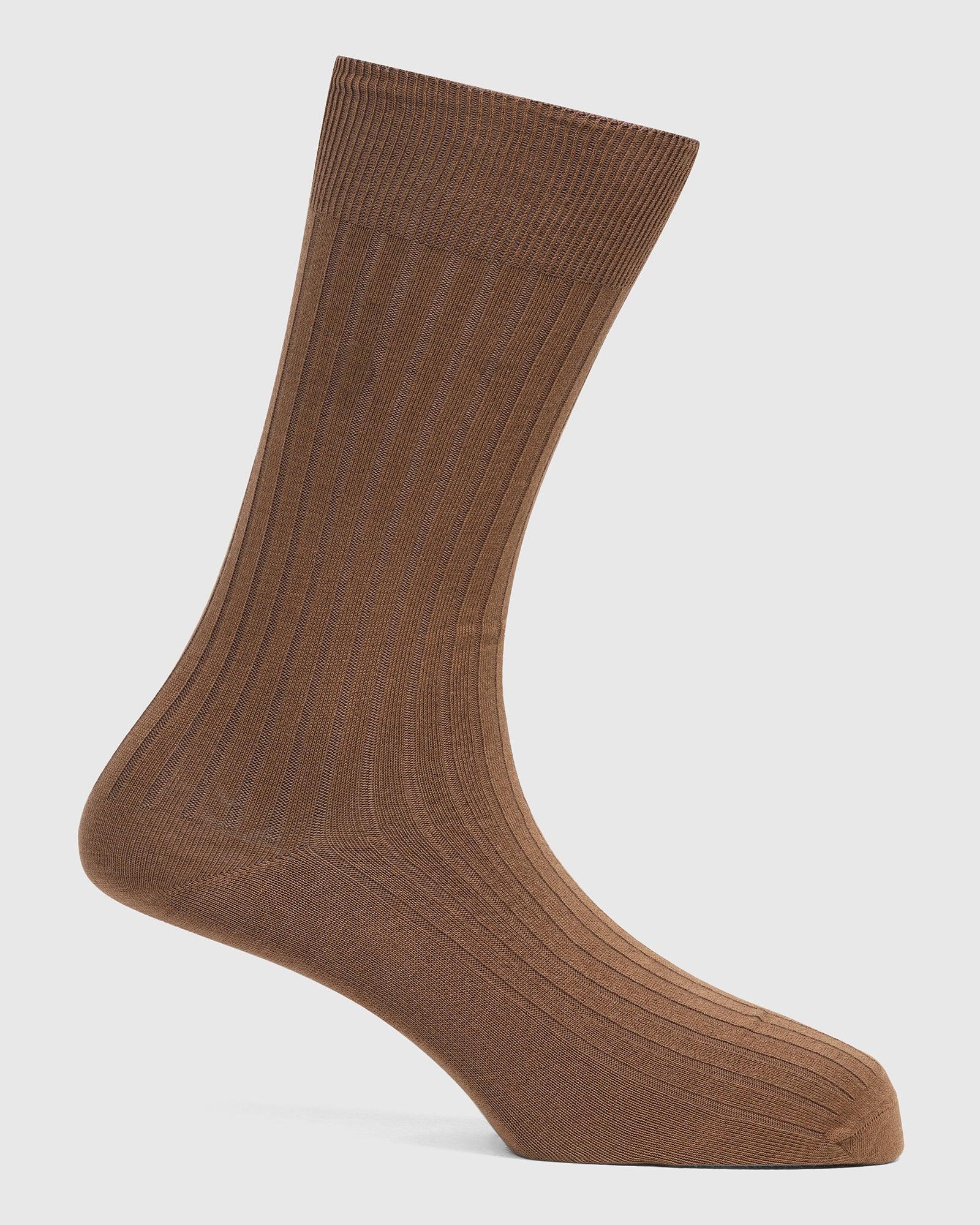 Cotton Tobacco Brown Knitted Socks - Thai
