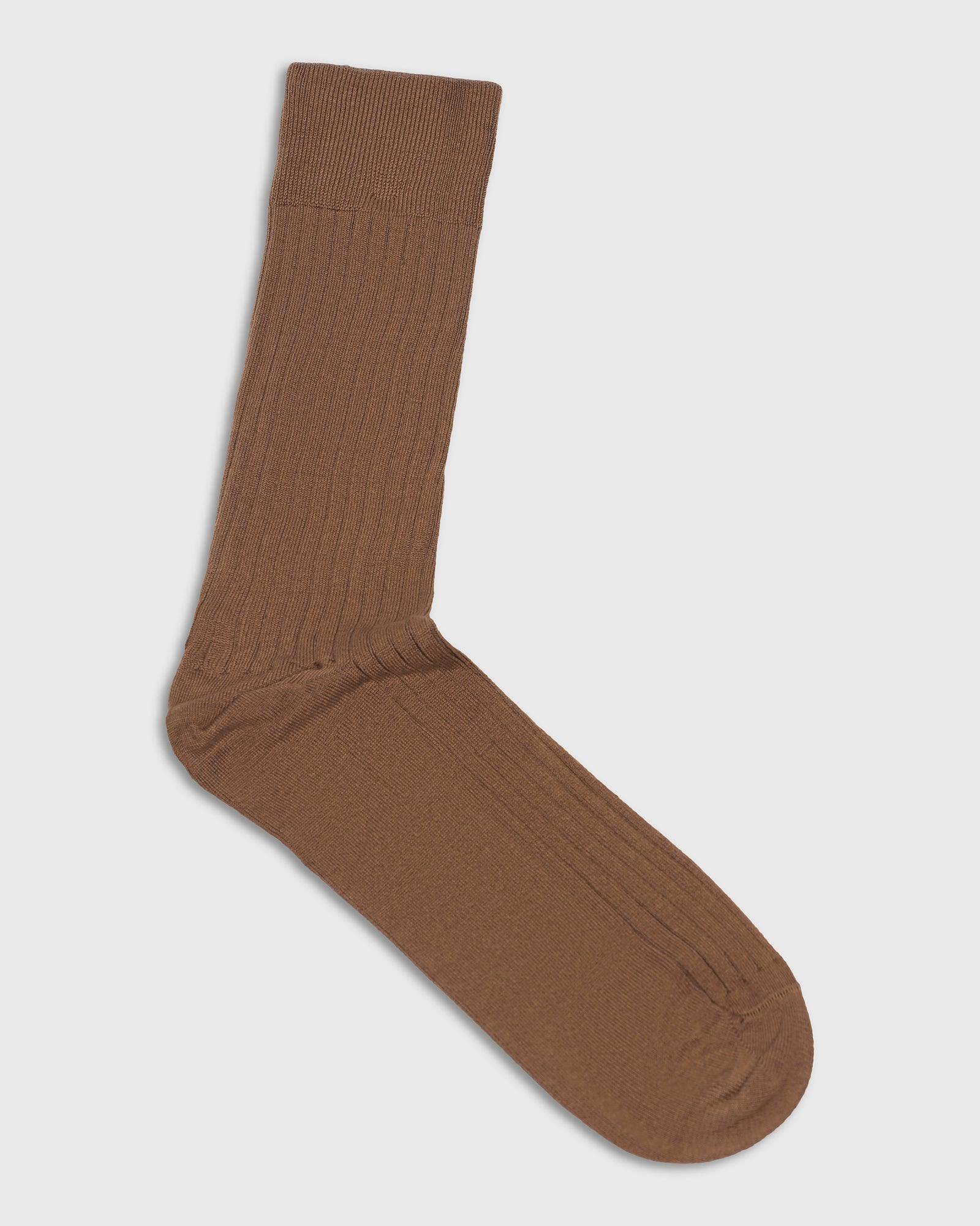 Cotton Tobacco Brown Knitted Socks - Thai