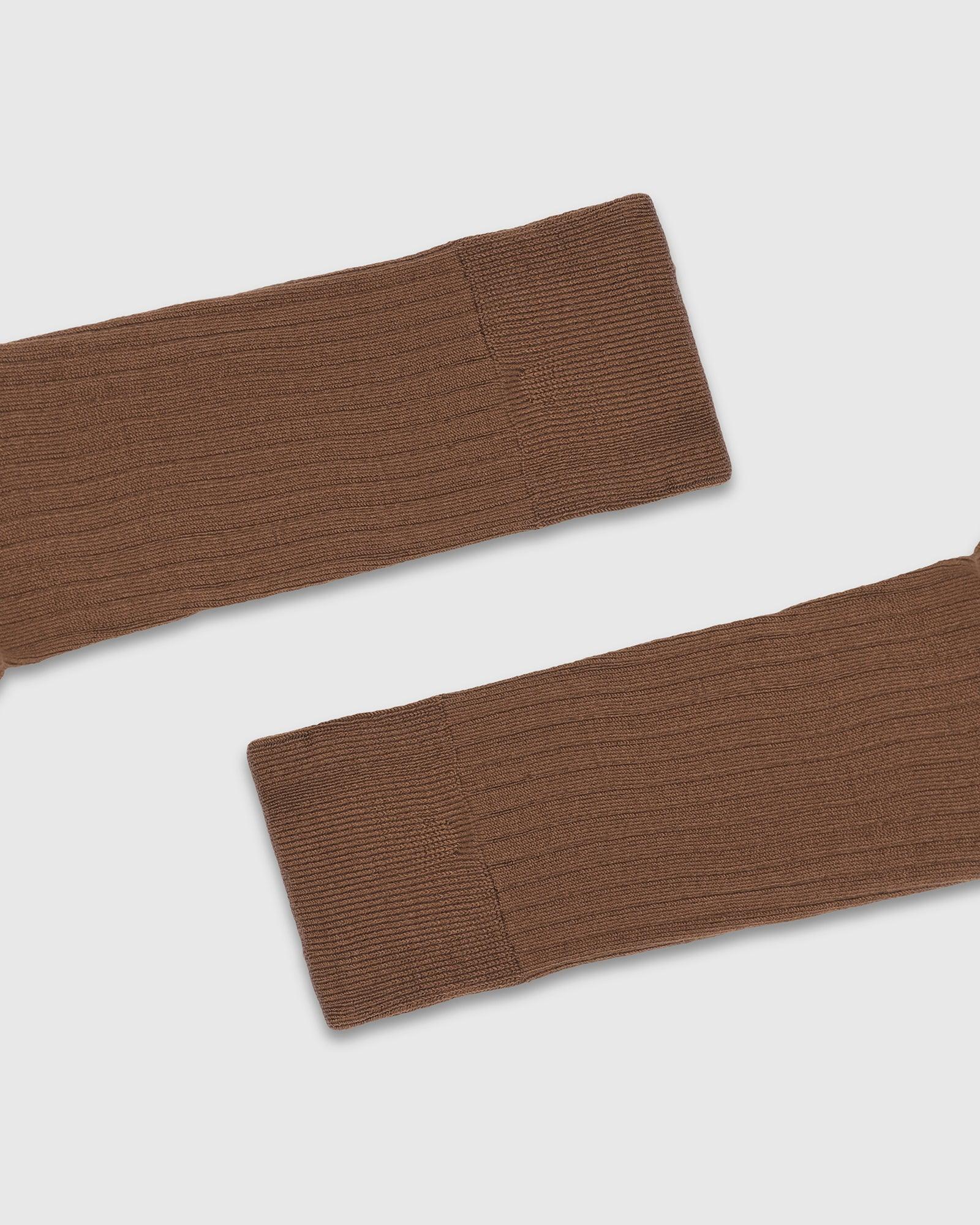 Cotton Tobacco Brown Knitted Socks - Thai