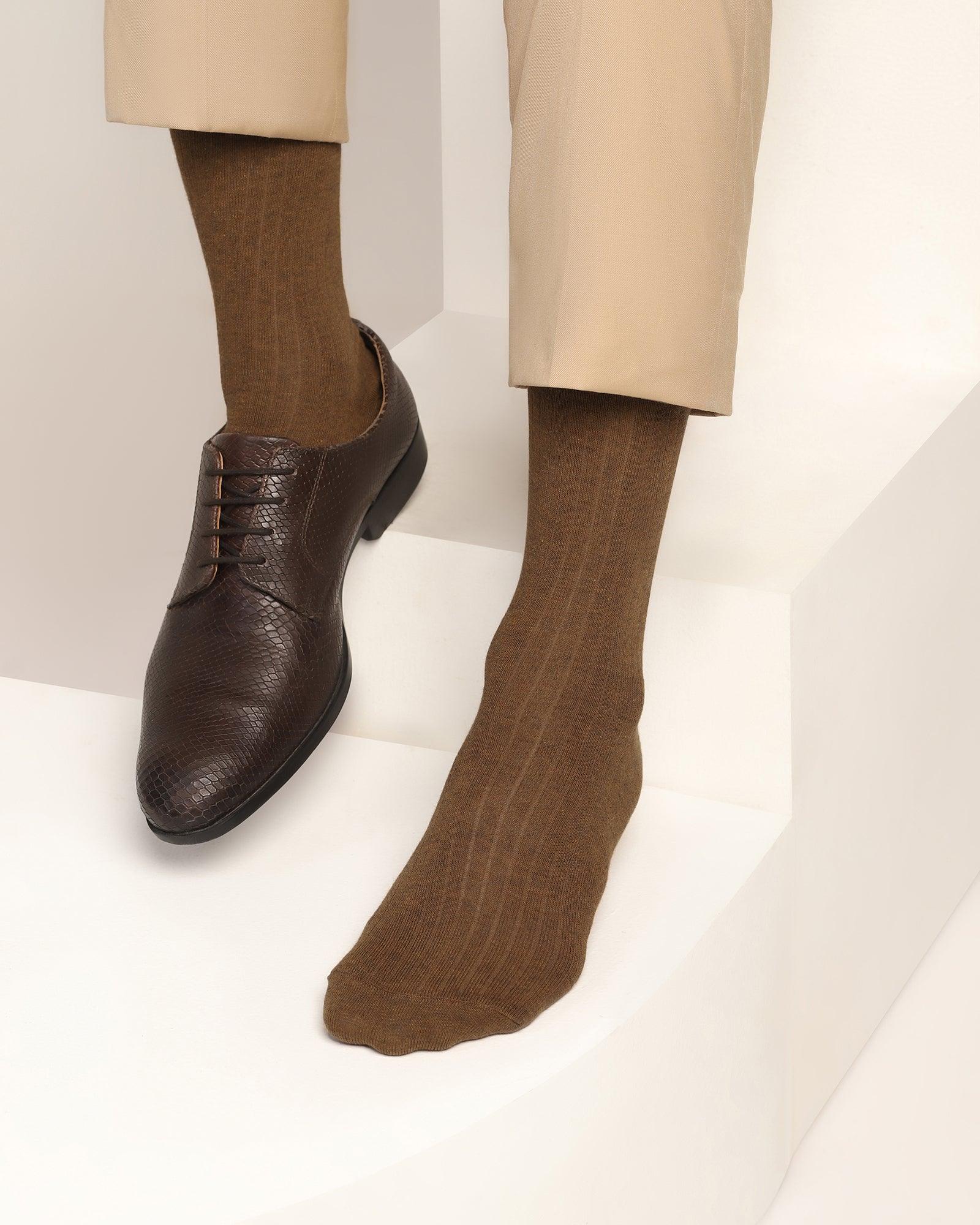 Cotton Tobacco Brown Knitted Socks - Turkey