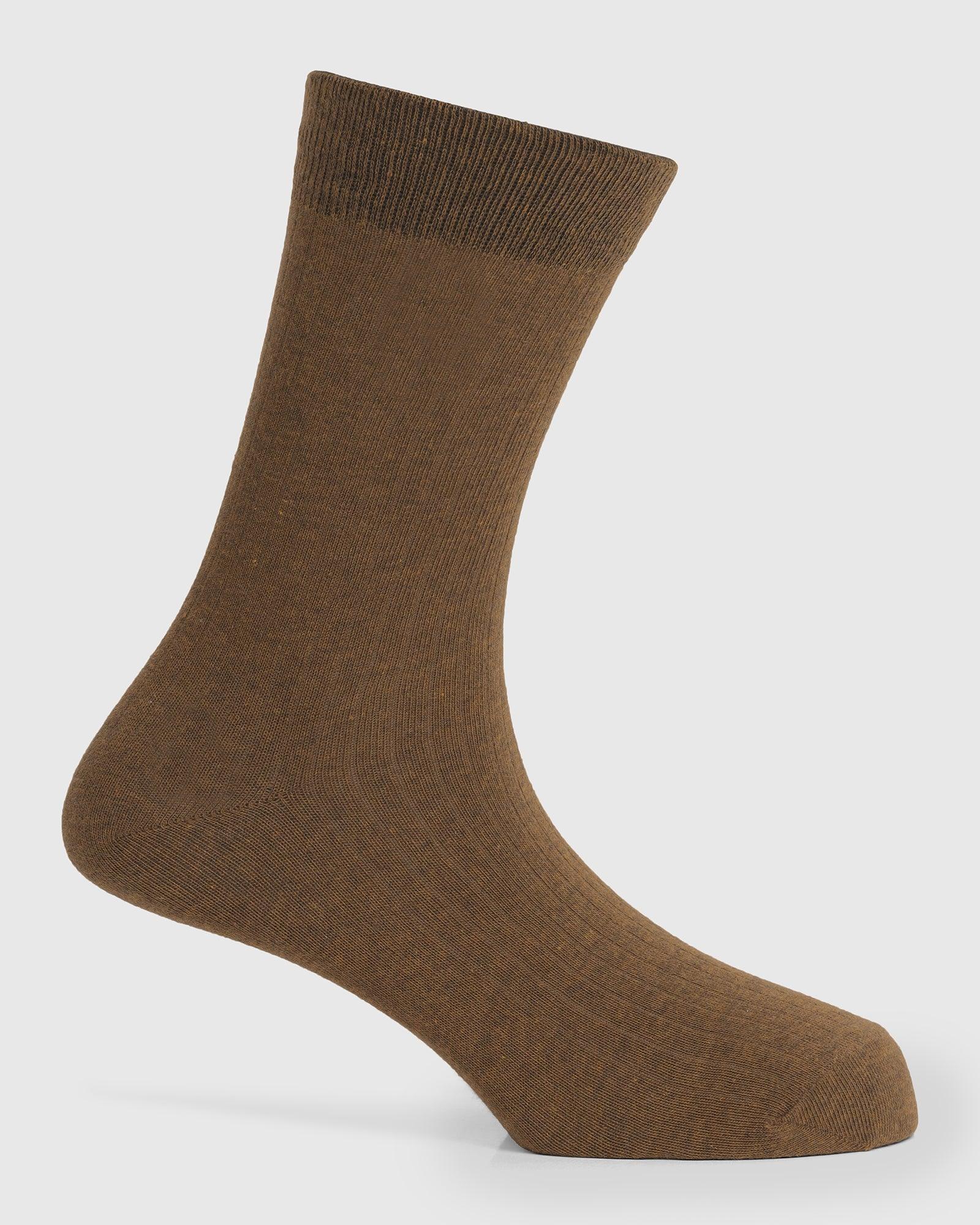 Cotton Tobacco Brown Knitted Socks - Turkey