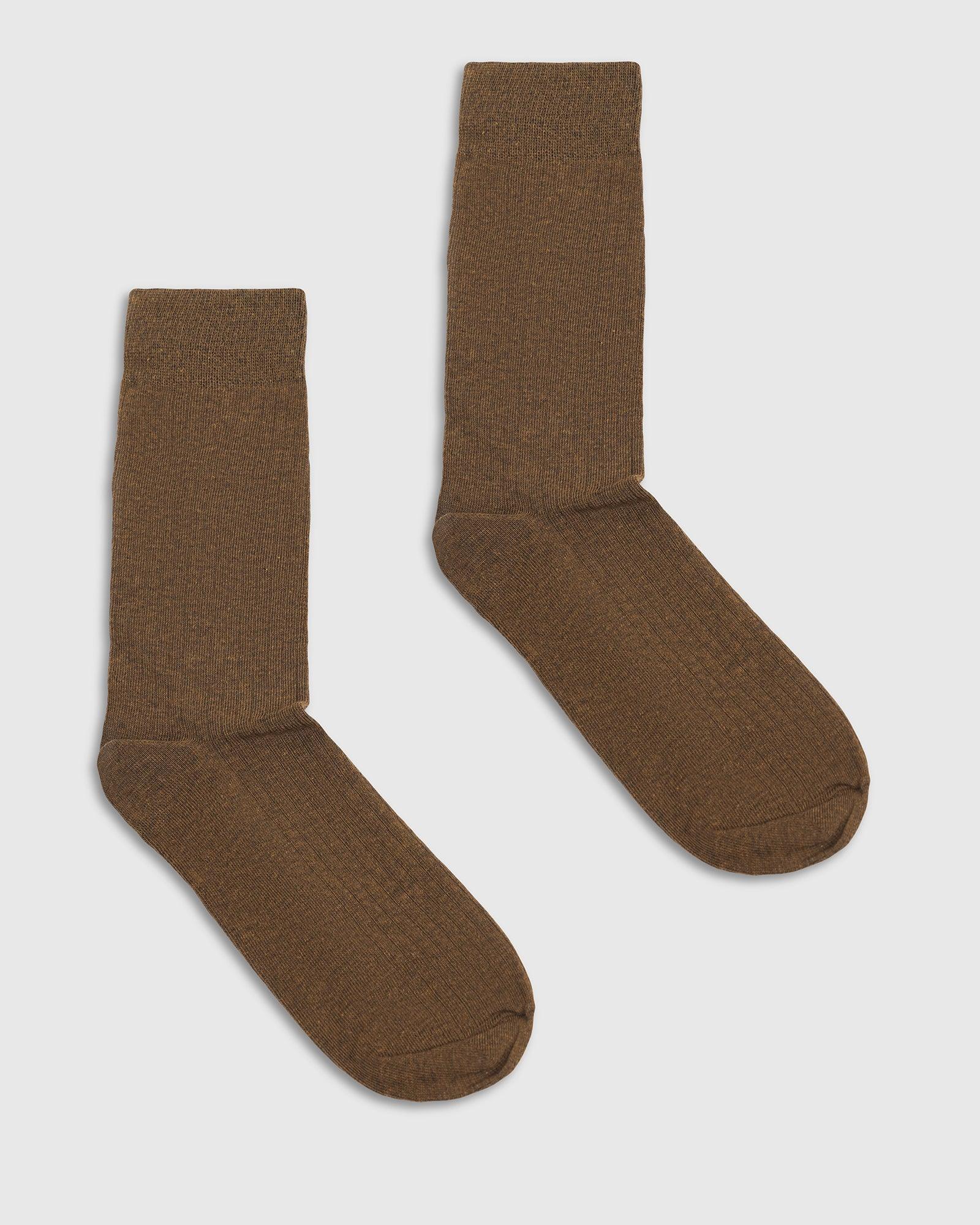 Cotton Tobacco Brown Knitted Socks - Turkey