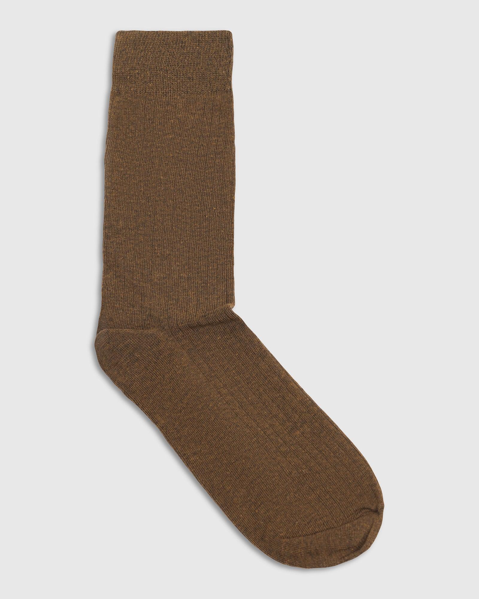 Cotton Tobacco Brown Knitted Socks - Turkey