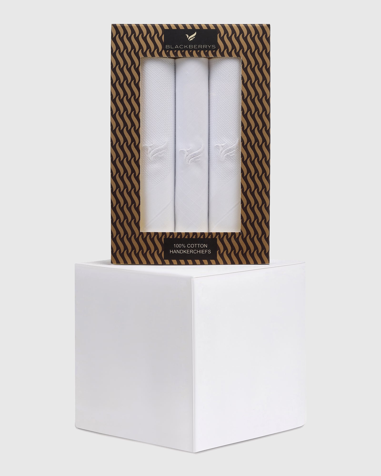 Cotton White Check Handkerchief - Voy