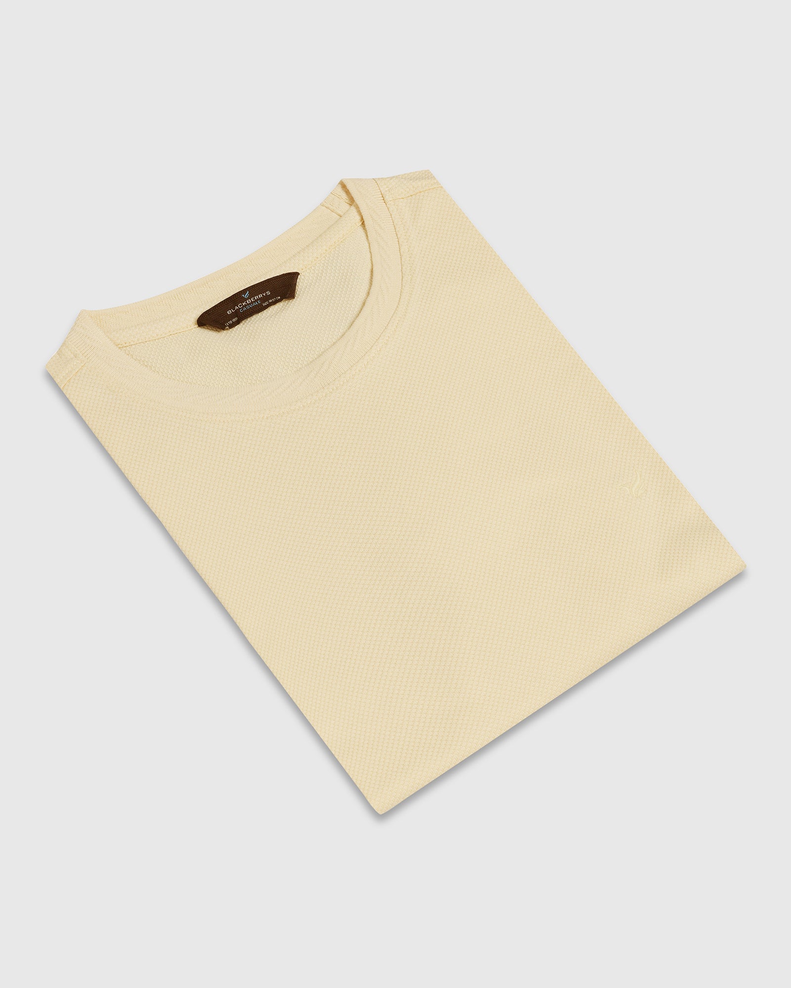 Cream Crew Neck Textured T-Shirt - Hexa