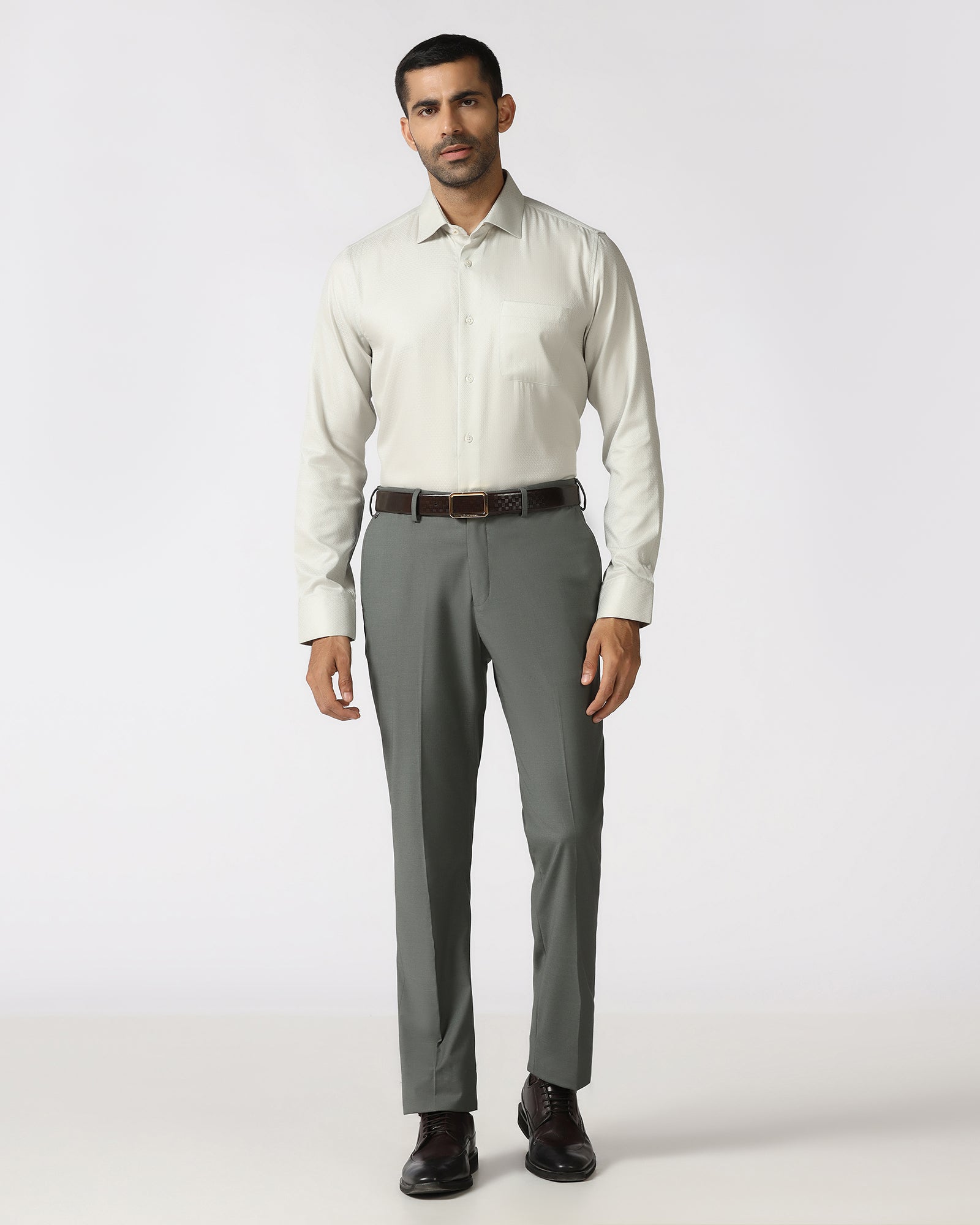 Cream Luxe Jacquard Shirt - Mirror