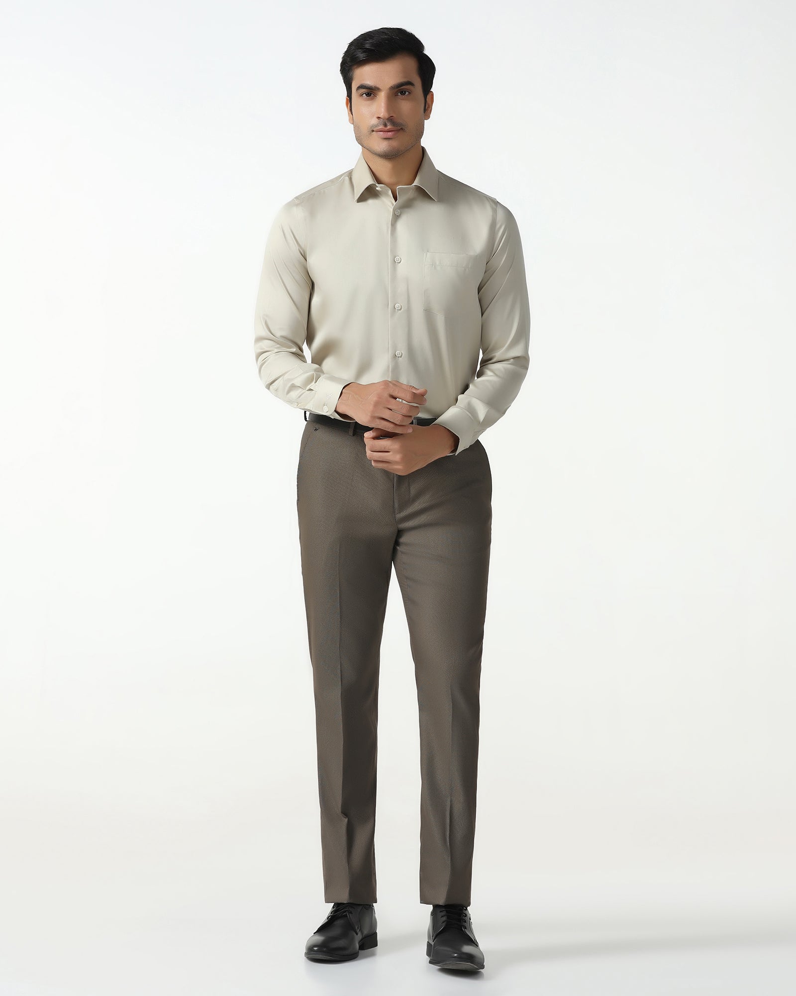 Cream Non Iron Solid Shirt - Sylvia