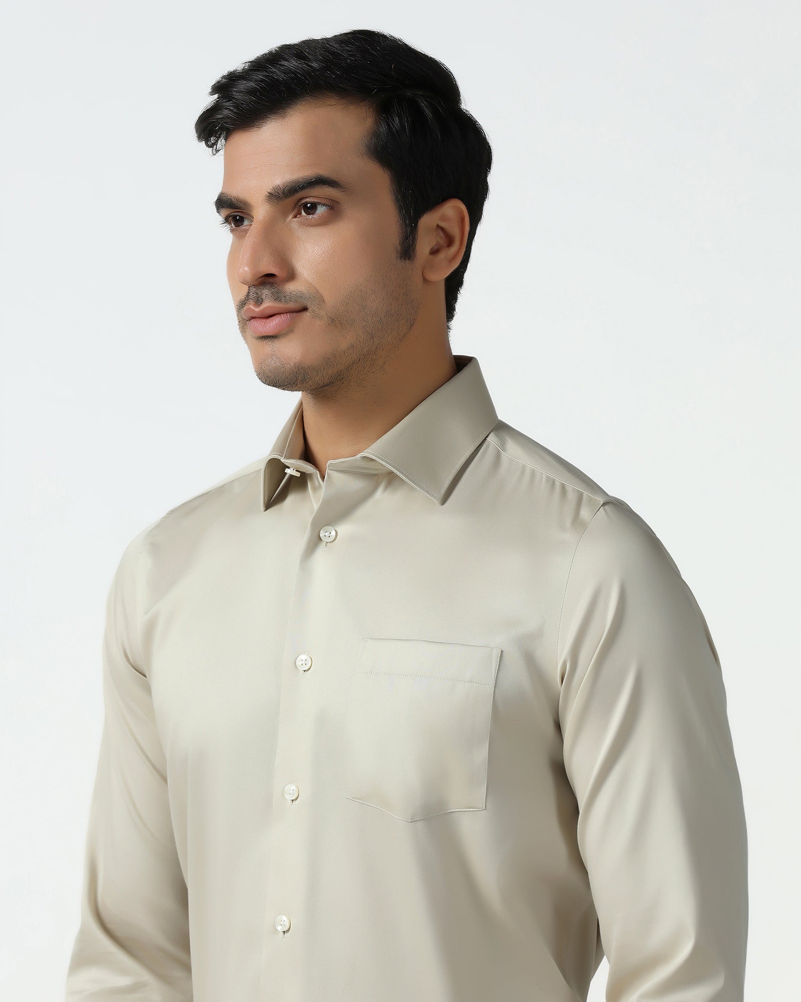 Cream Non Iron Solid Shirt - Sylvia