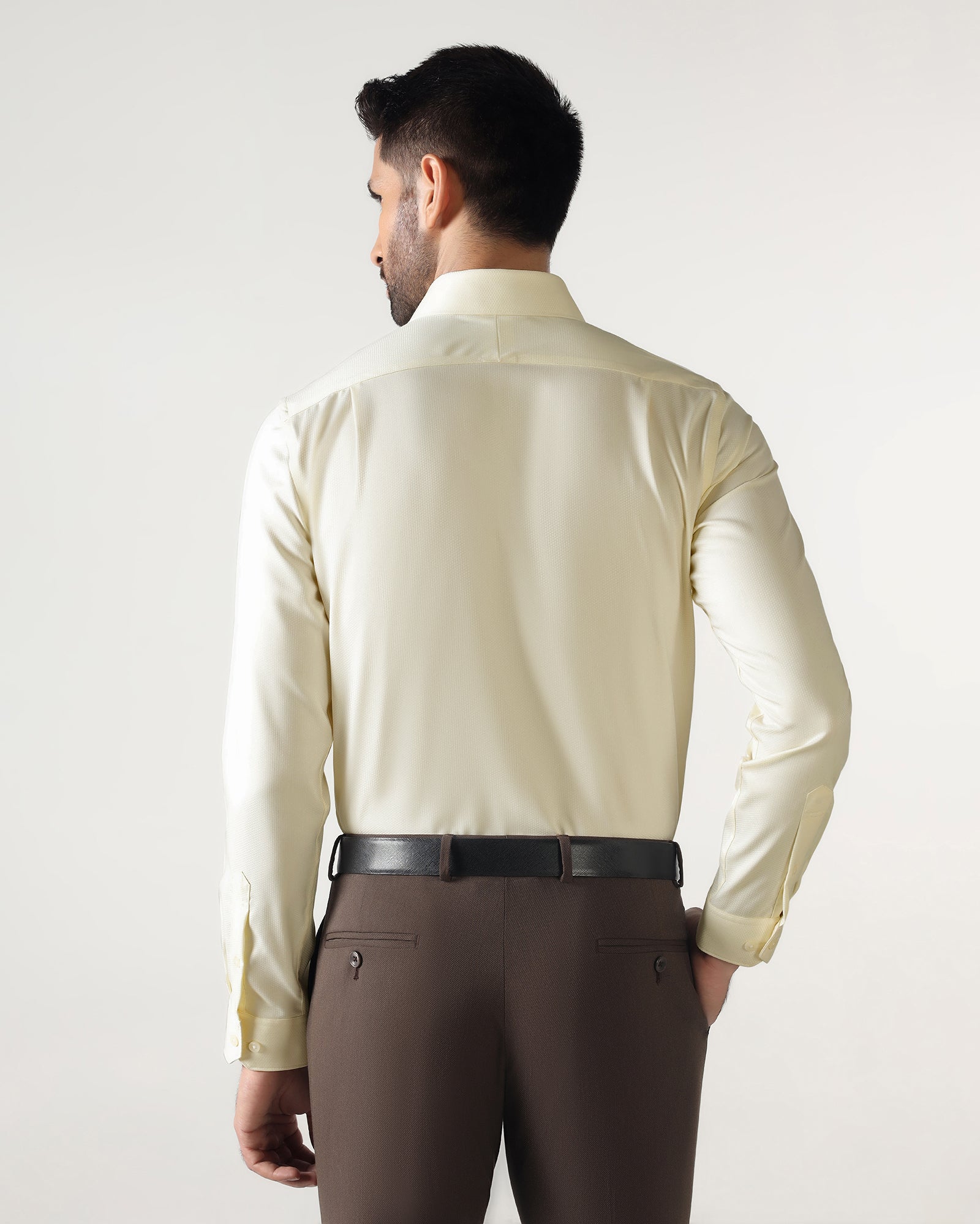 Cream Non Iron Textured Shirt - P31