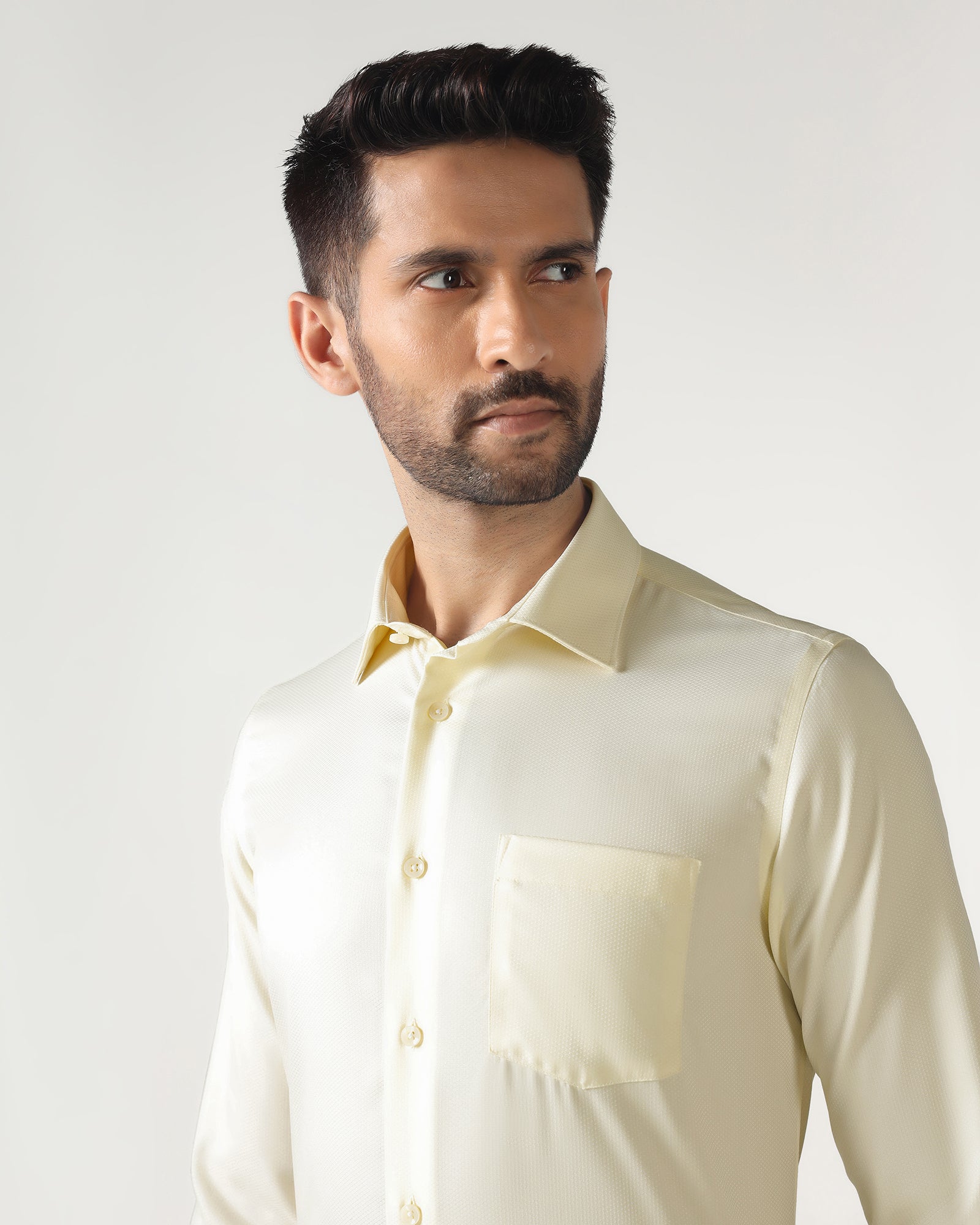 Cream Non Iron Textured Shirt - P31