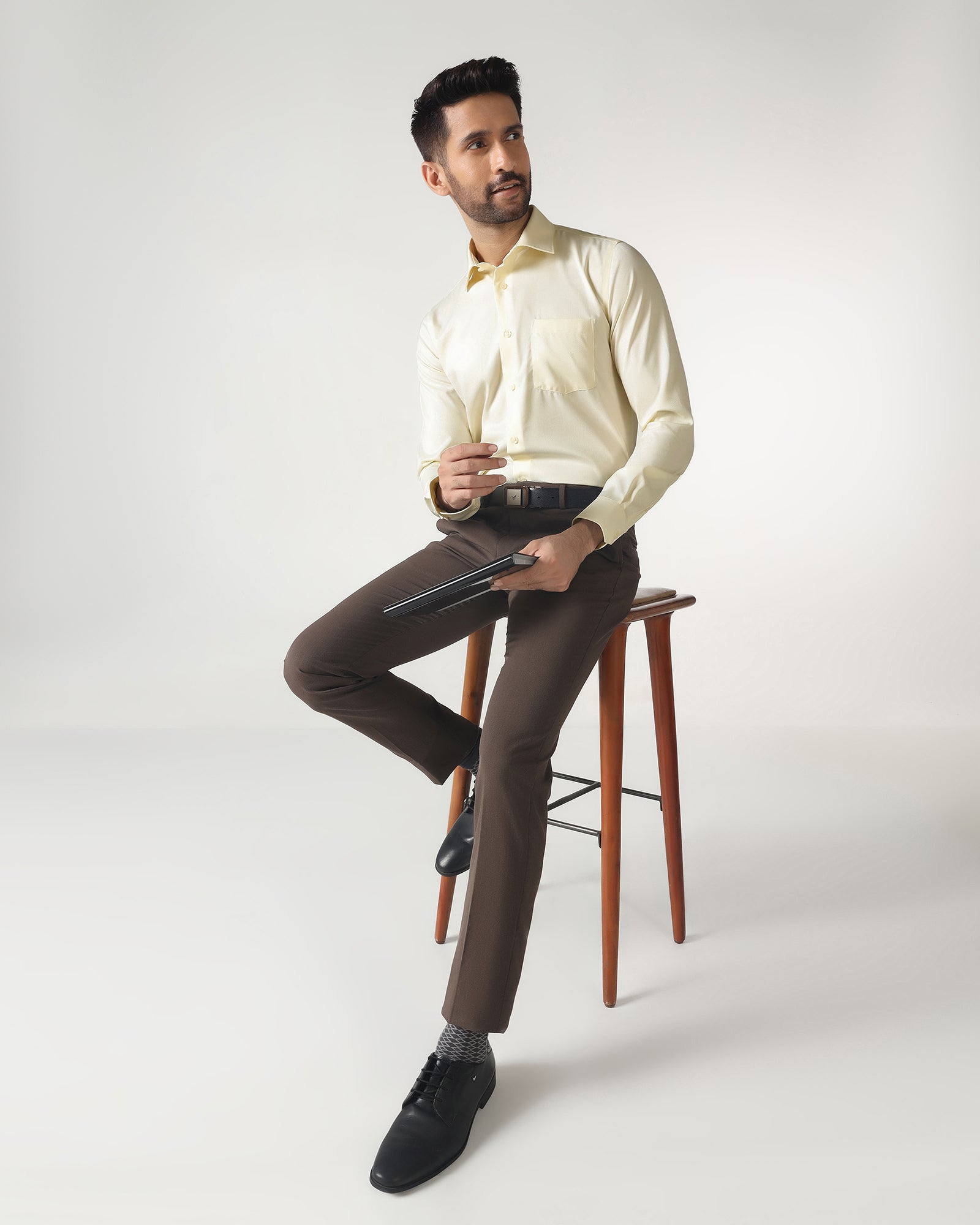 Cream Non Iron Textured Shirt - P31