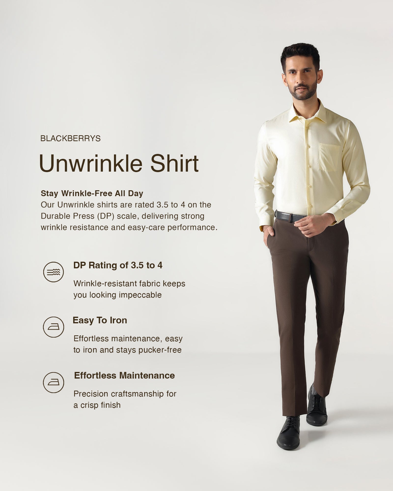 Cream Non Iron Textured Shirt - P31