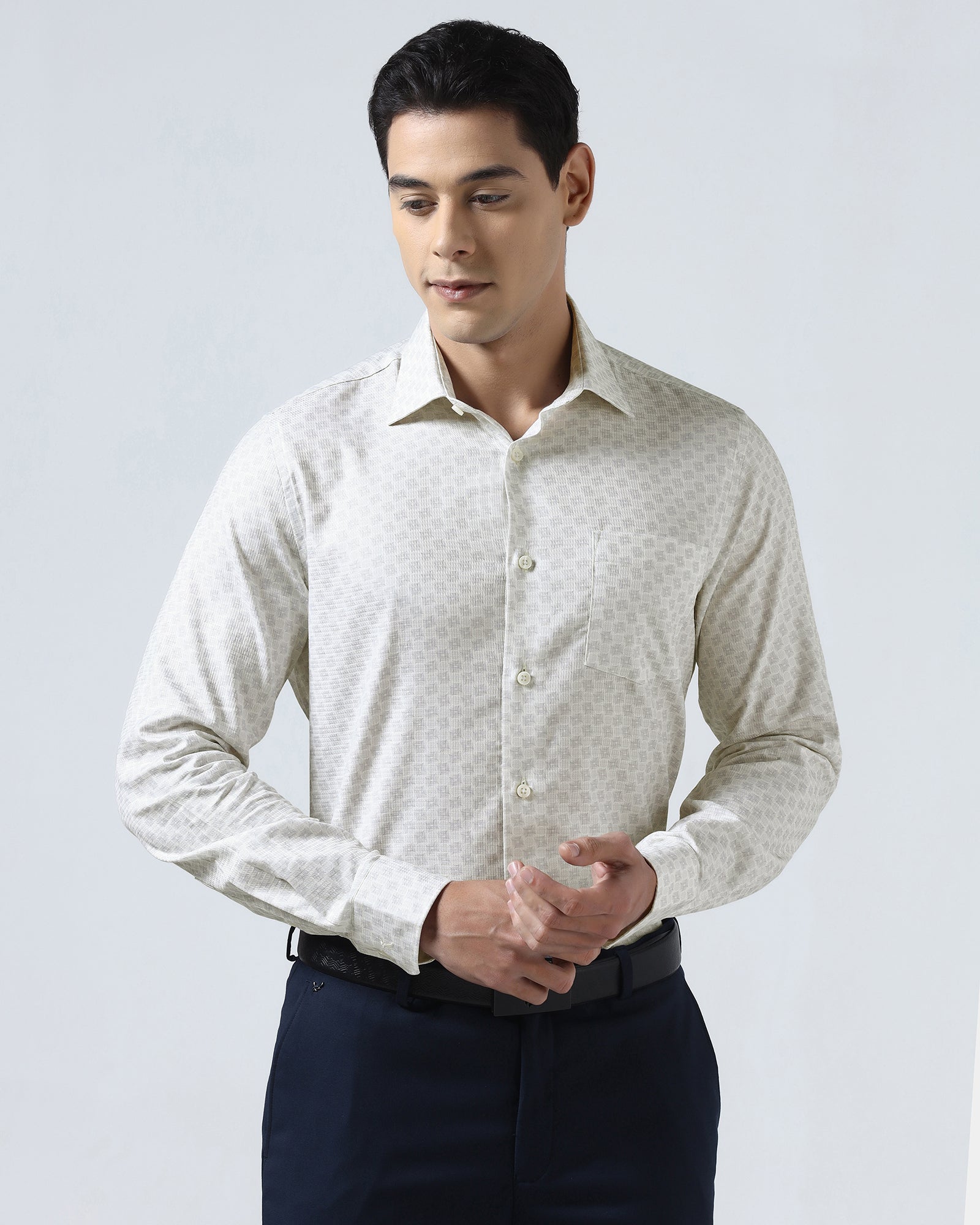 Cream Printed Shirt - Dunzo