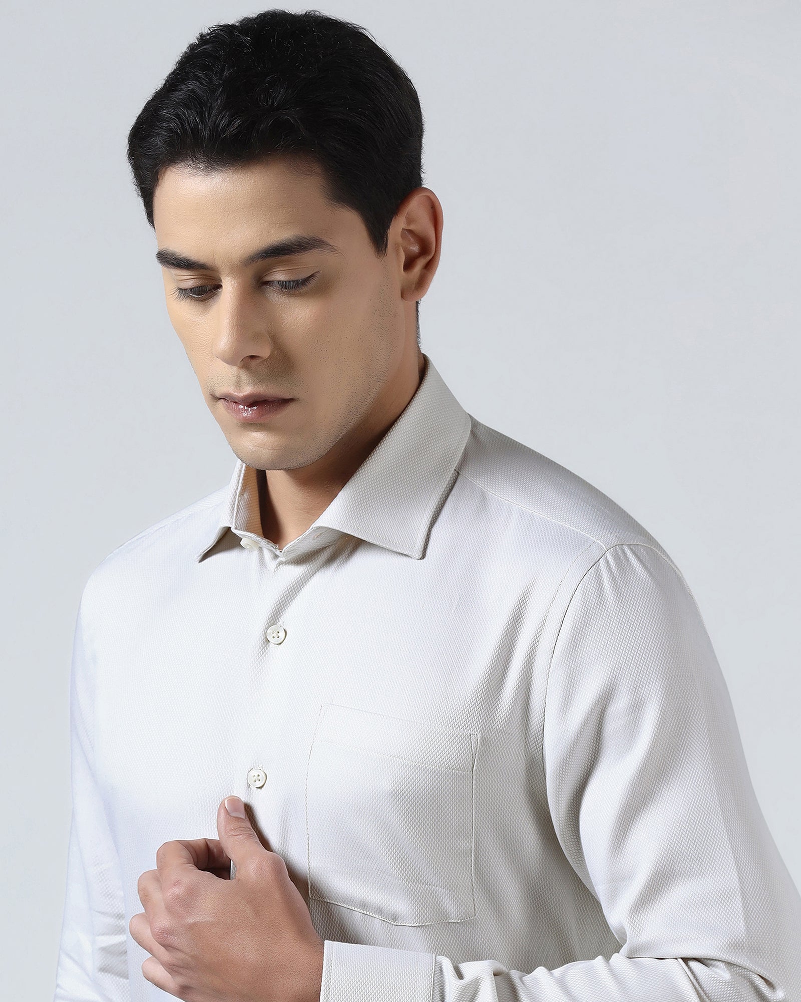 Cream Textured Shirt - Quinn