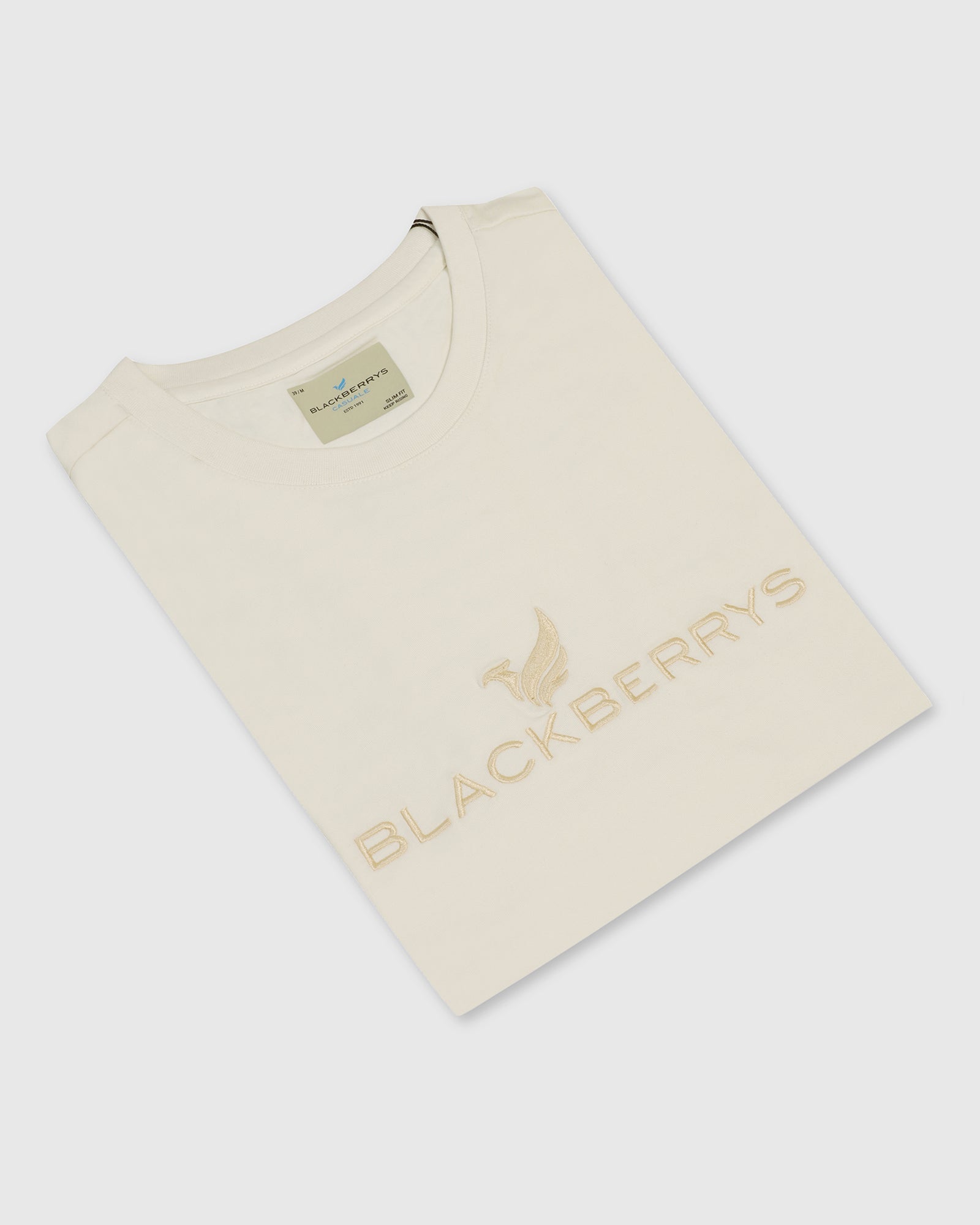 Crew Neck Off White Solid T-Shirt - Phoenix