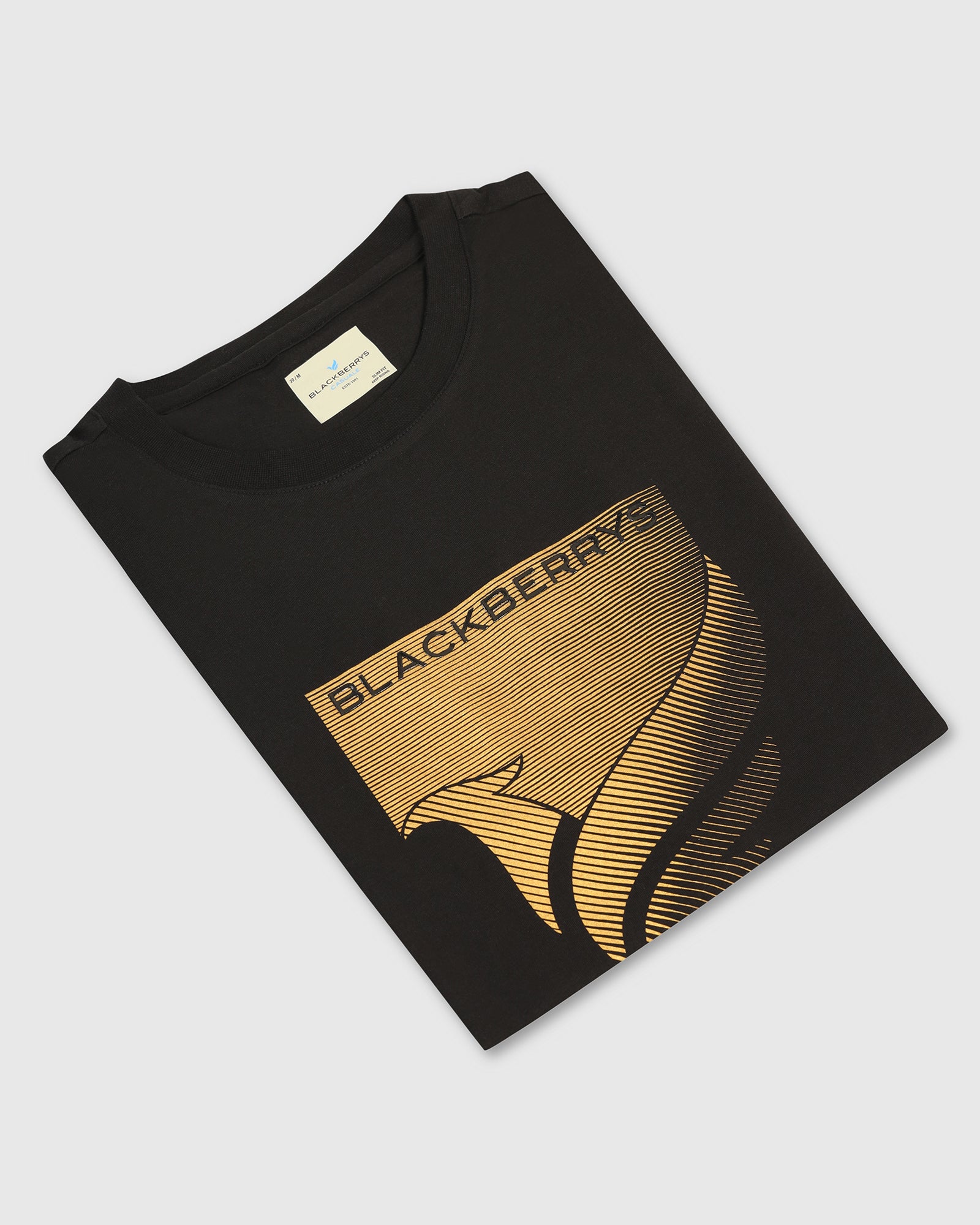 Crew Neck Black Printed T-Shirt - Pilot