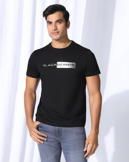 Crew Neck Black Printed T-Shirt - Zedd