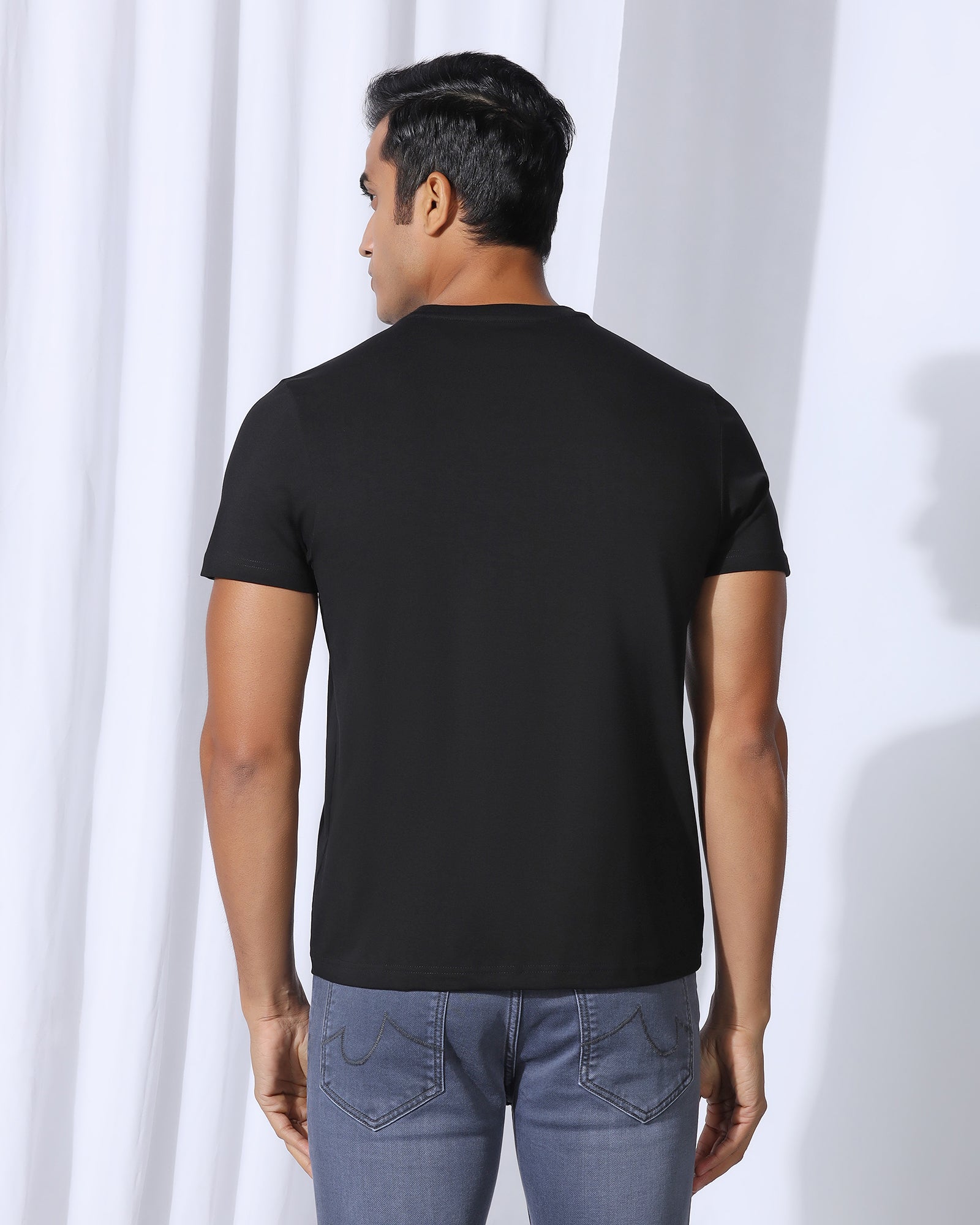 Crew Neck Black Printed T-Shirt - Zedd