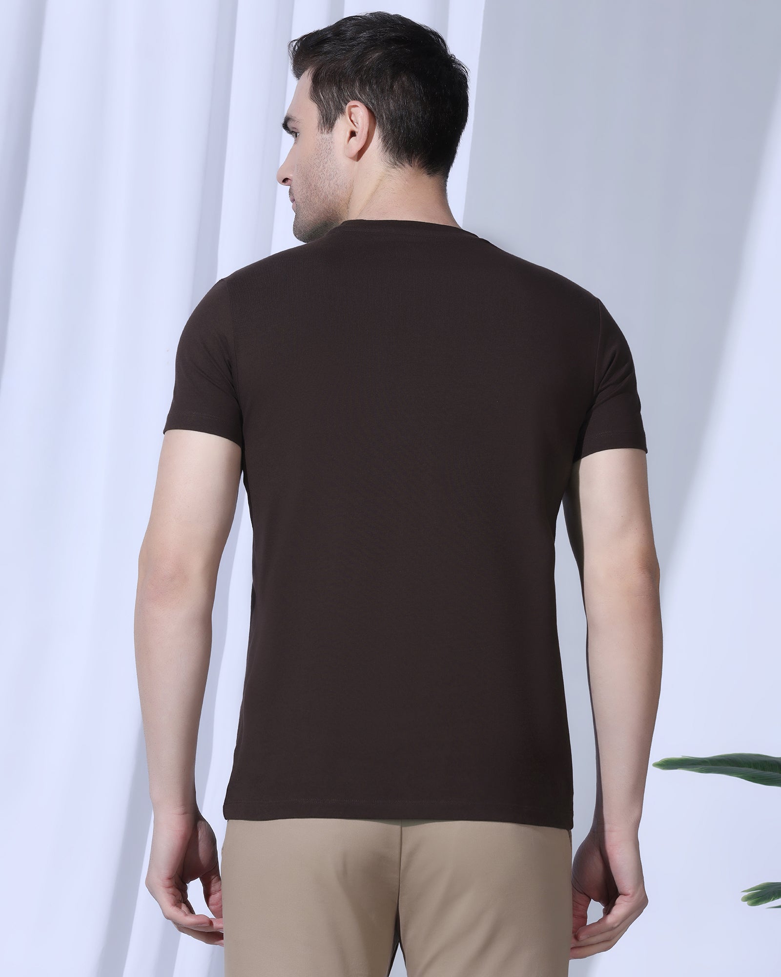 Crew Neck Brown Printed T-Shirt - Badger