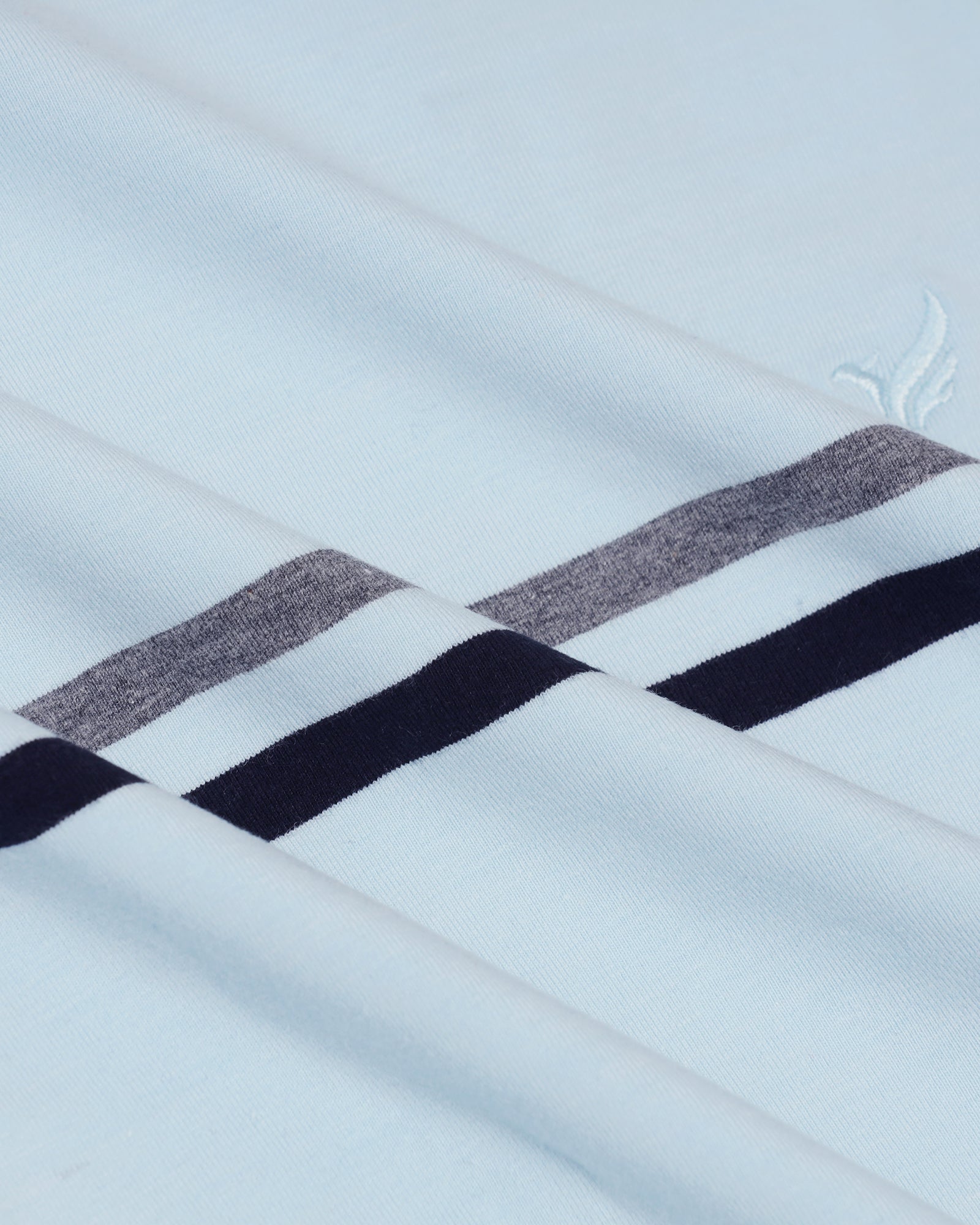 Crew Neck Light Blue Stripe T-Shirt - Lincoln
