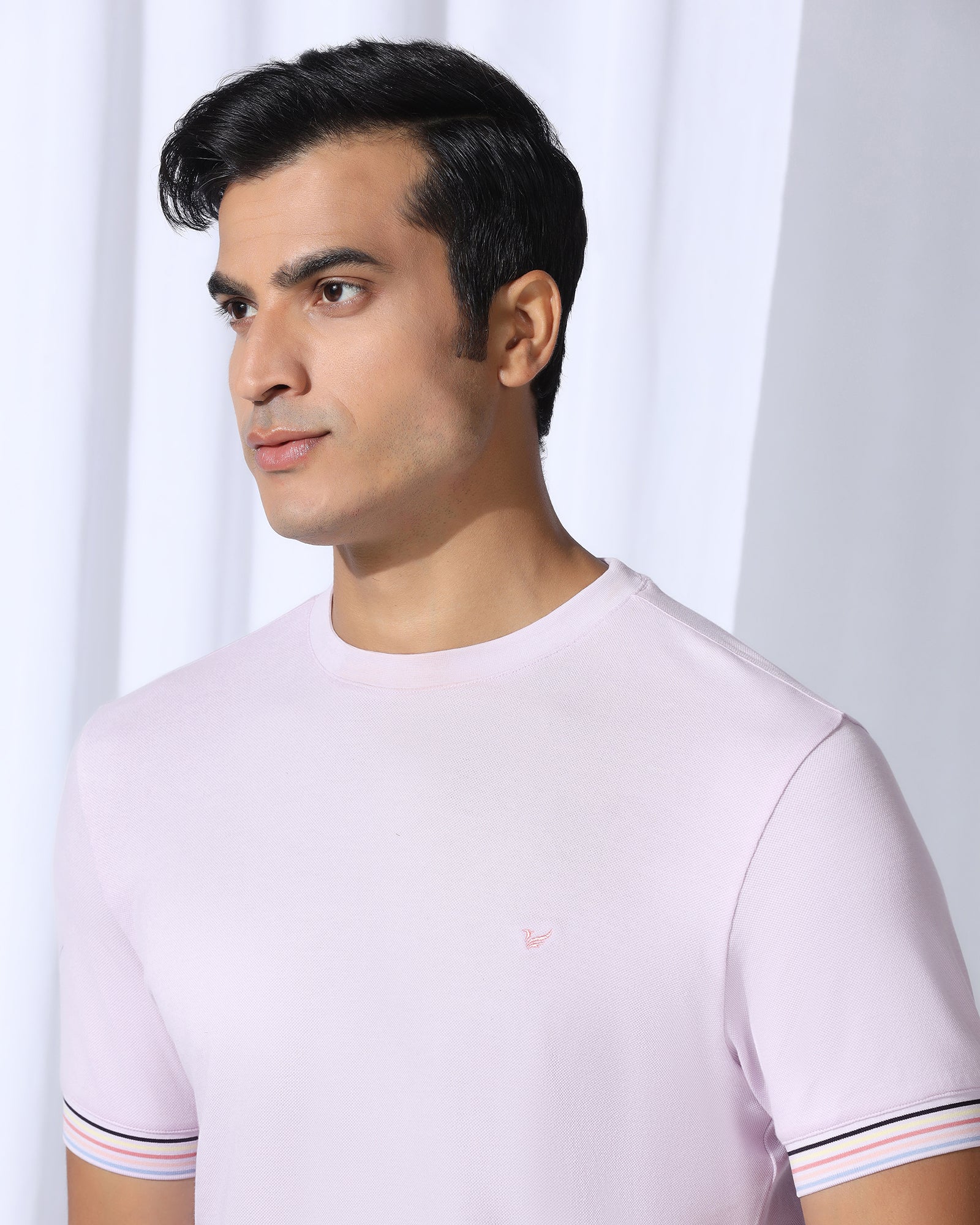 Crew Neck Light Purple Solid T-Shirt - Spectrum