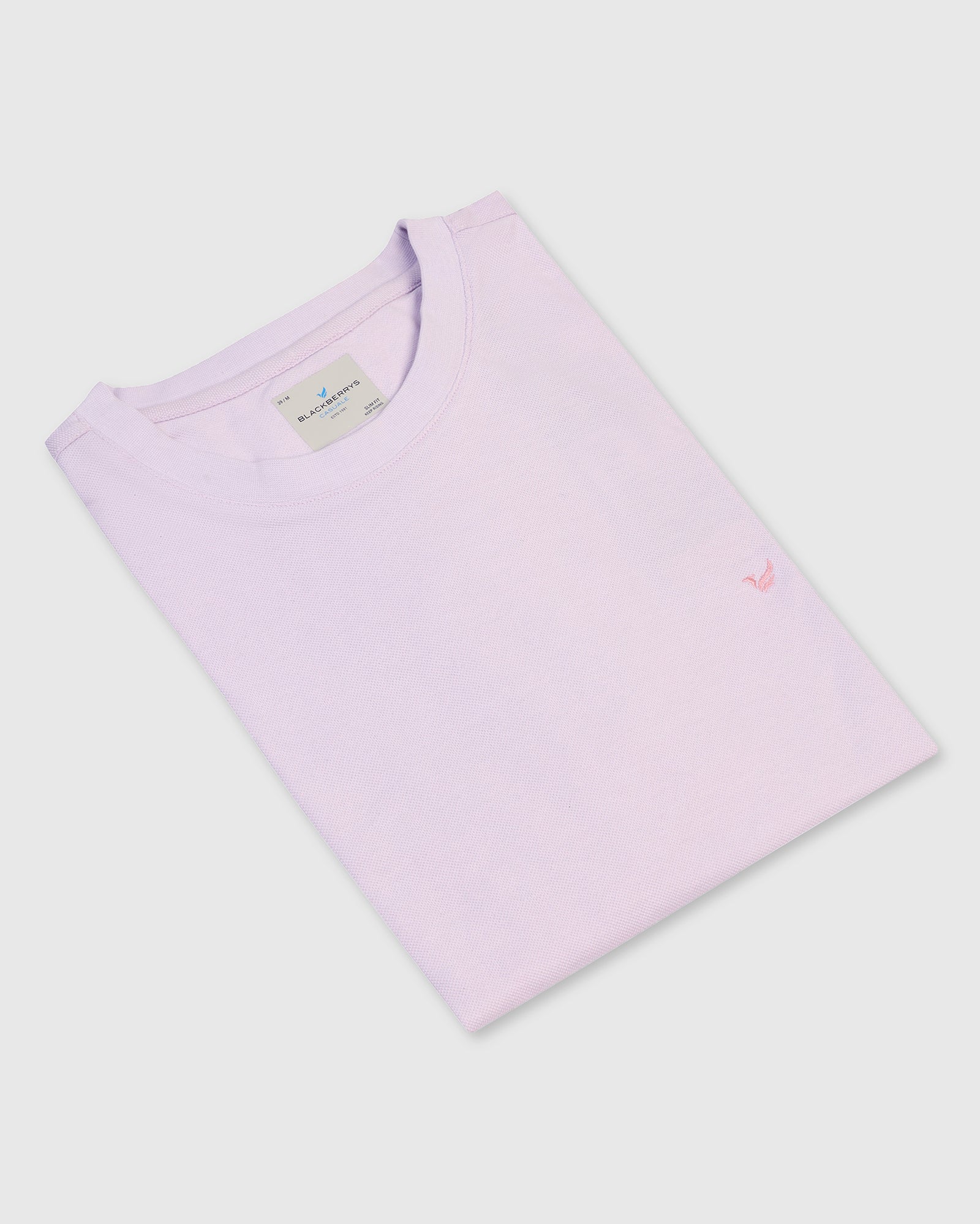 Crew Neck Light Purple Solid T-Shirt - Spectrum