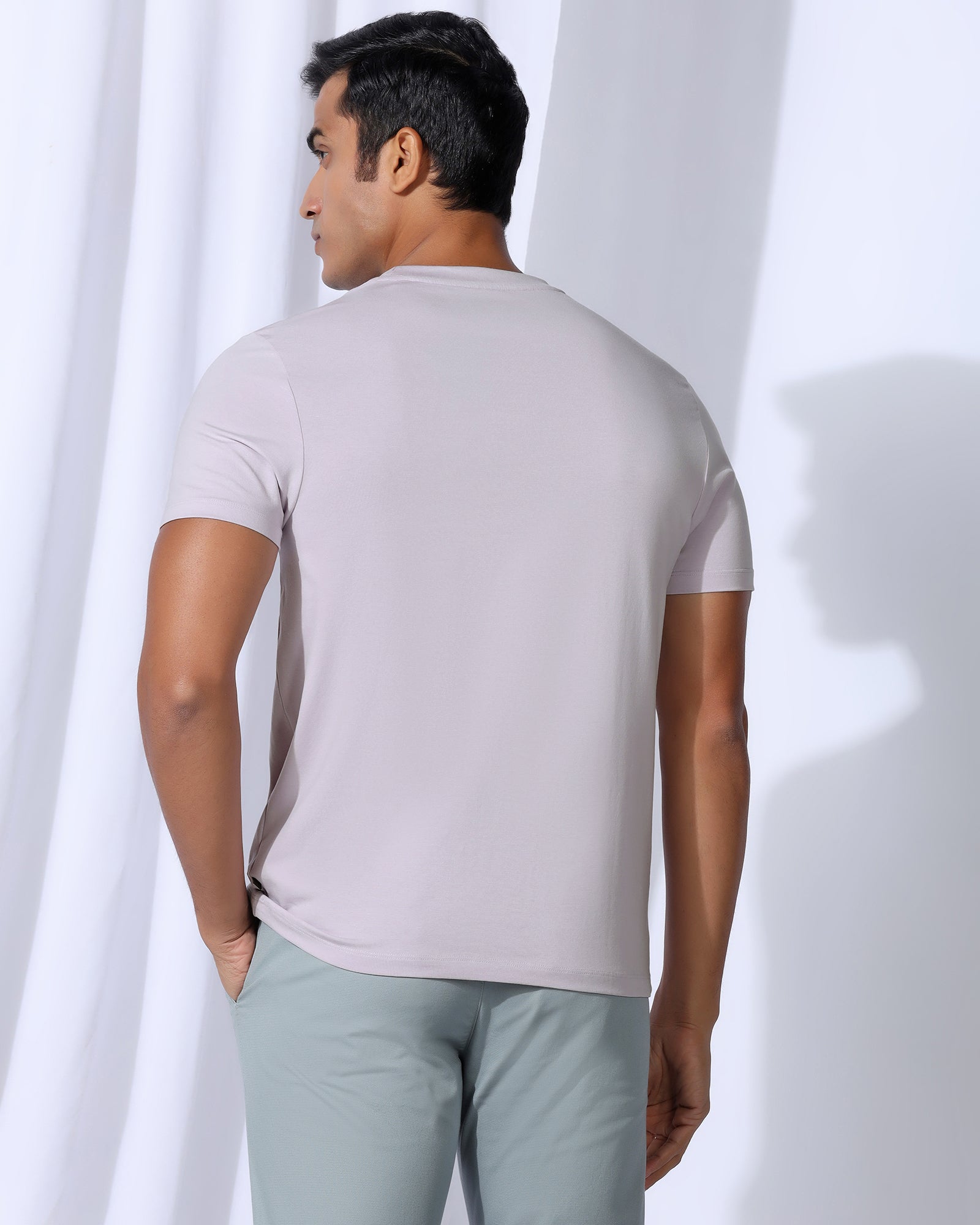 Crew Neck Light Purple Stripe T-Shirt - Lincoln