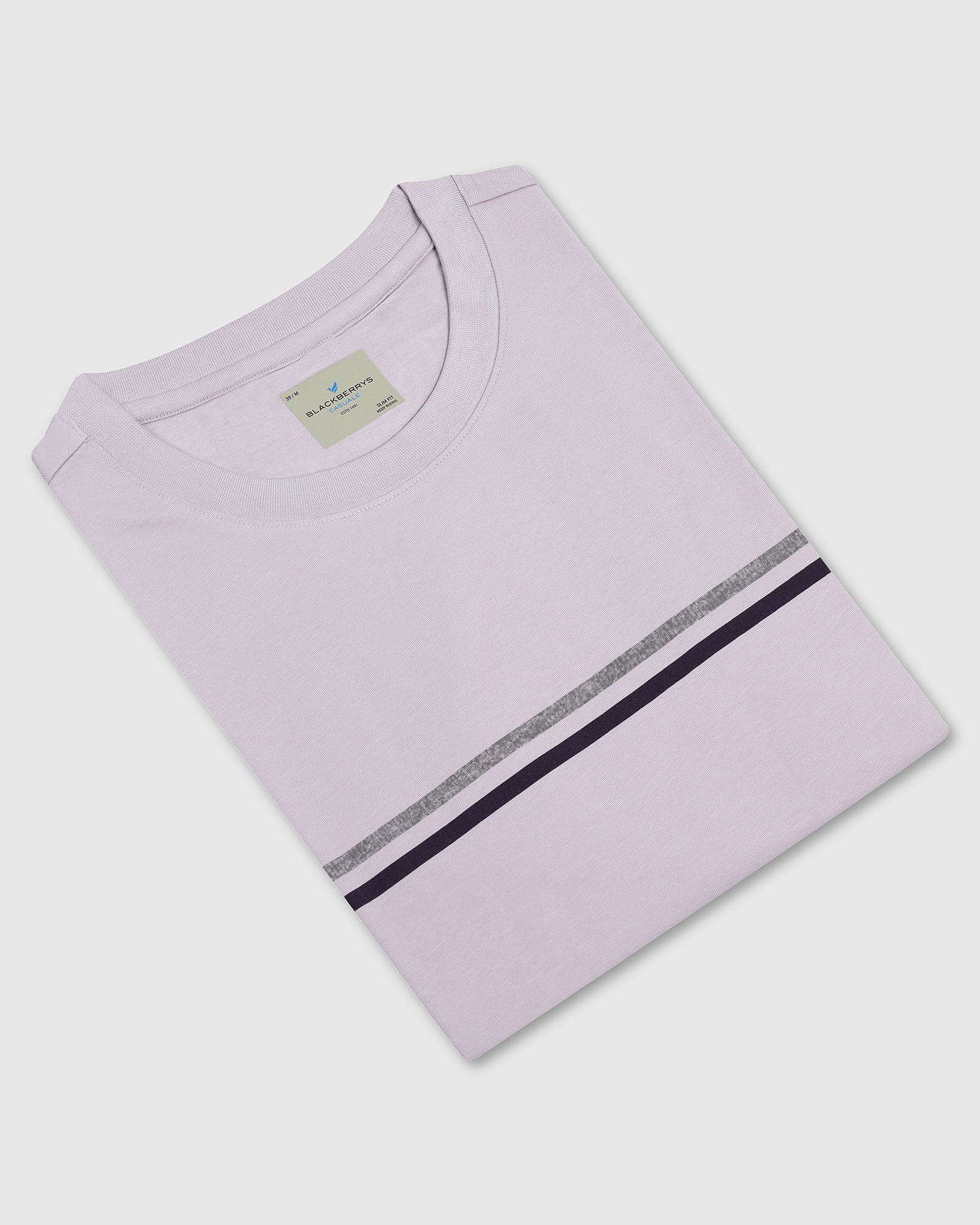 Crew Neck Light Purple Stripe T-Shirt - Lincoln