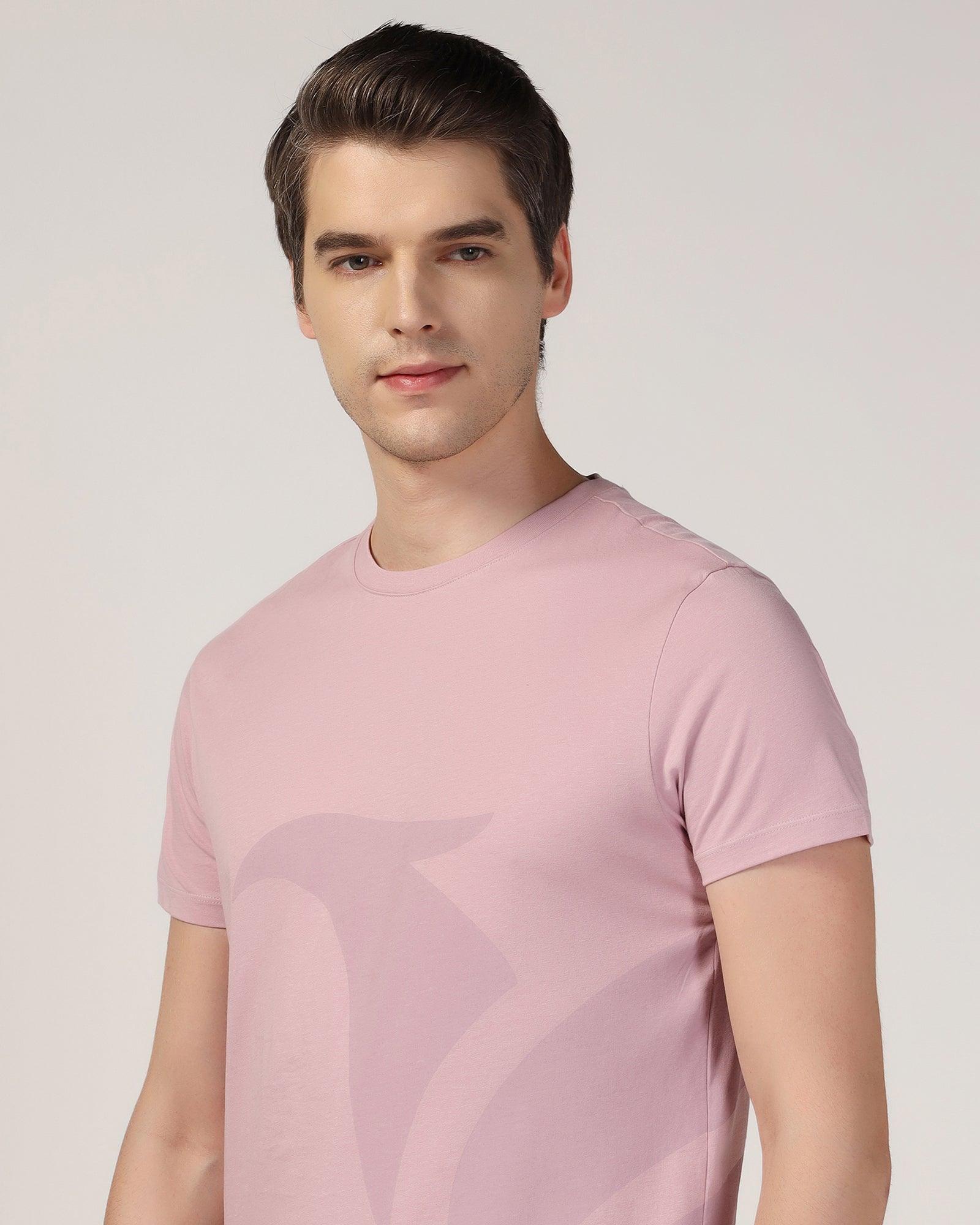 Crew Neck Lilac Printed T-Shirt - Terrain - Blackberrys