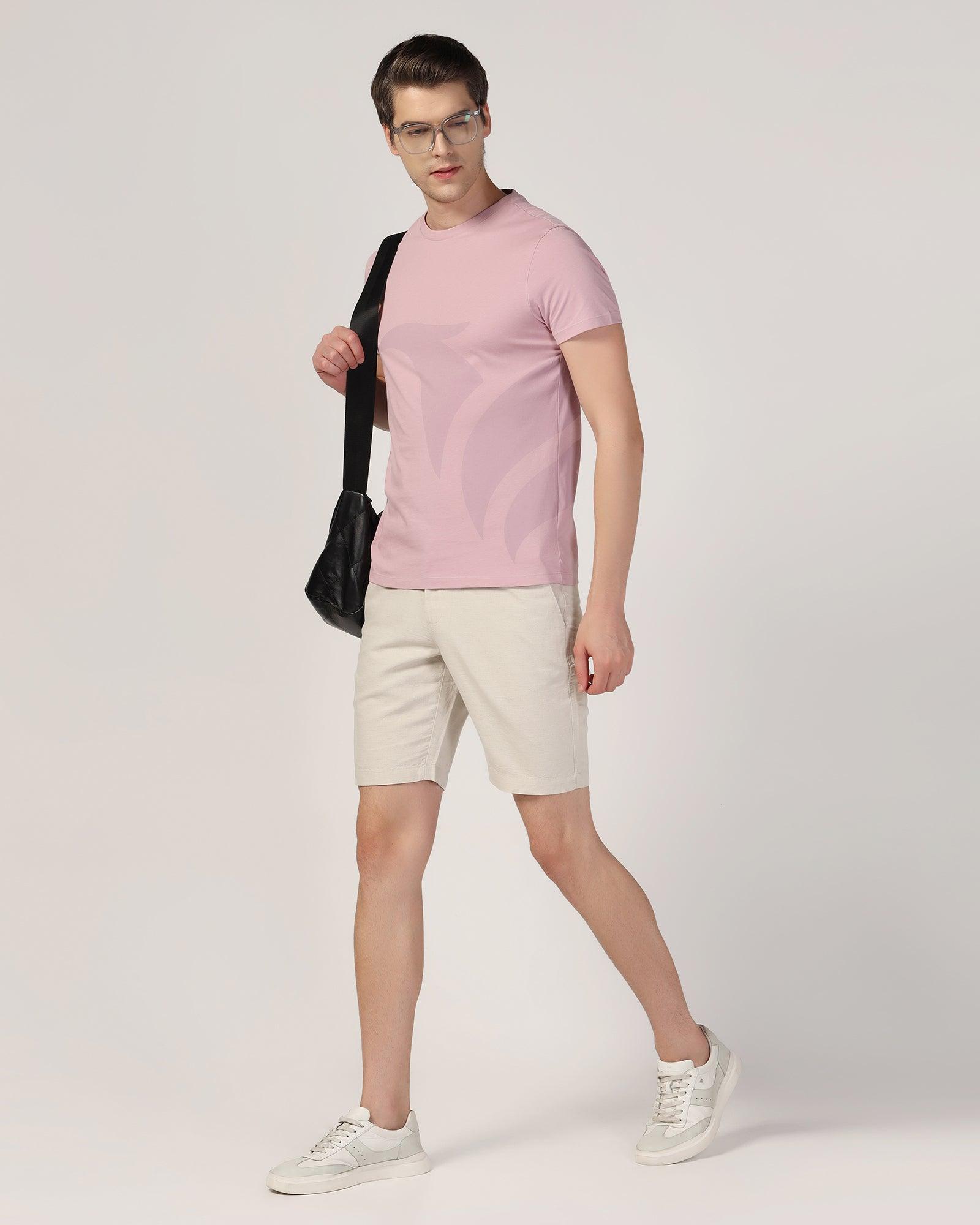 Crew Neck Lilac Printed T-Shirt - Terrain - Blackberrys