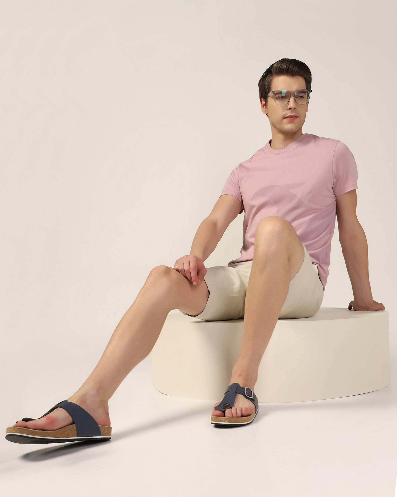 Crew Neck Lilac Printed T-Shirt - Terrain - Blackberrys